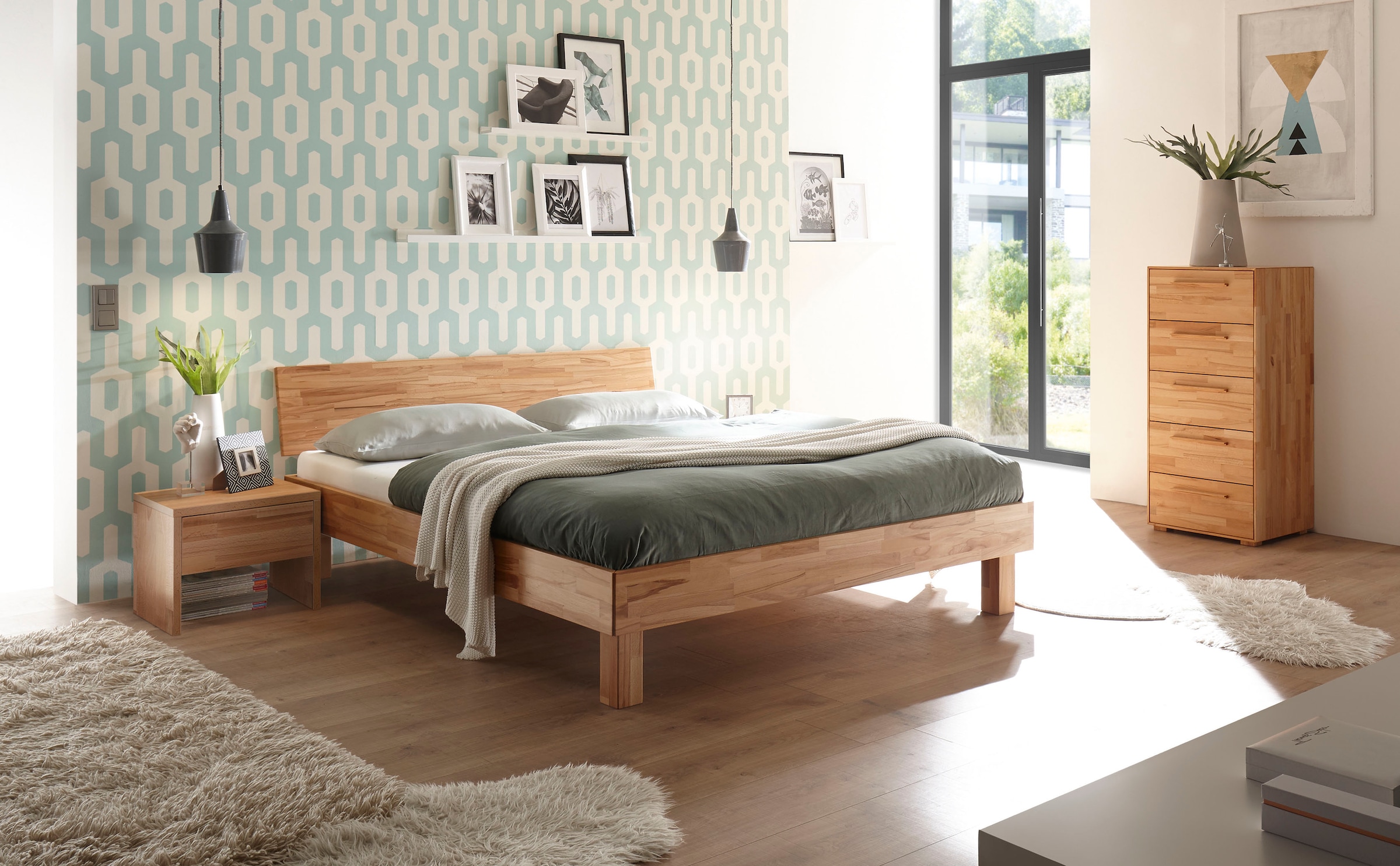 HASENA Lit en bois »Forti« hauteur du pied 25 cm