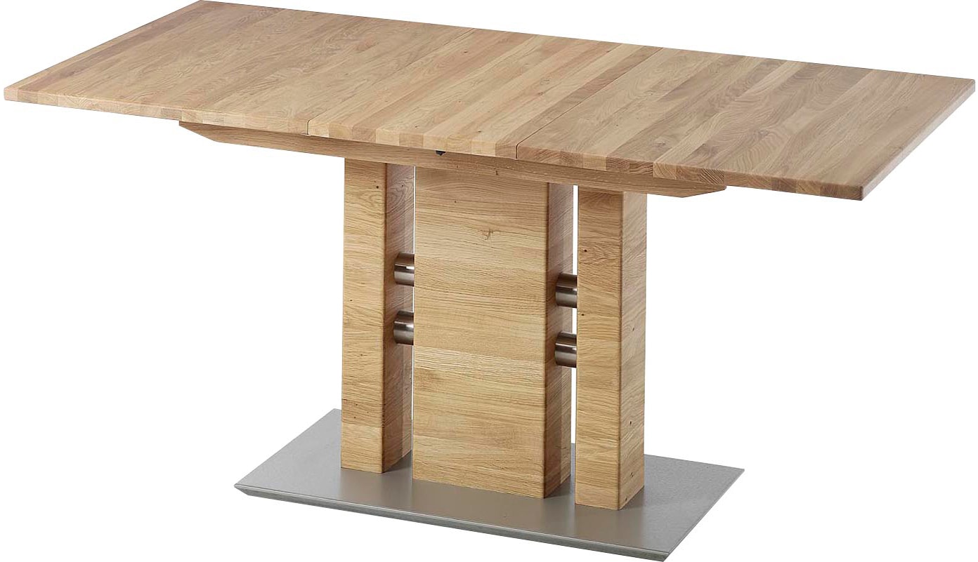 K+W Komfort & Wohnen Table de salle à manger »5030« table fonctionnelle avec rallonge synchronisée, bois massif, 2 largeurs au choix