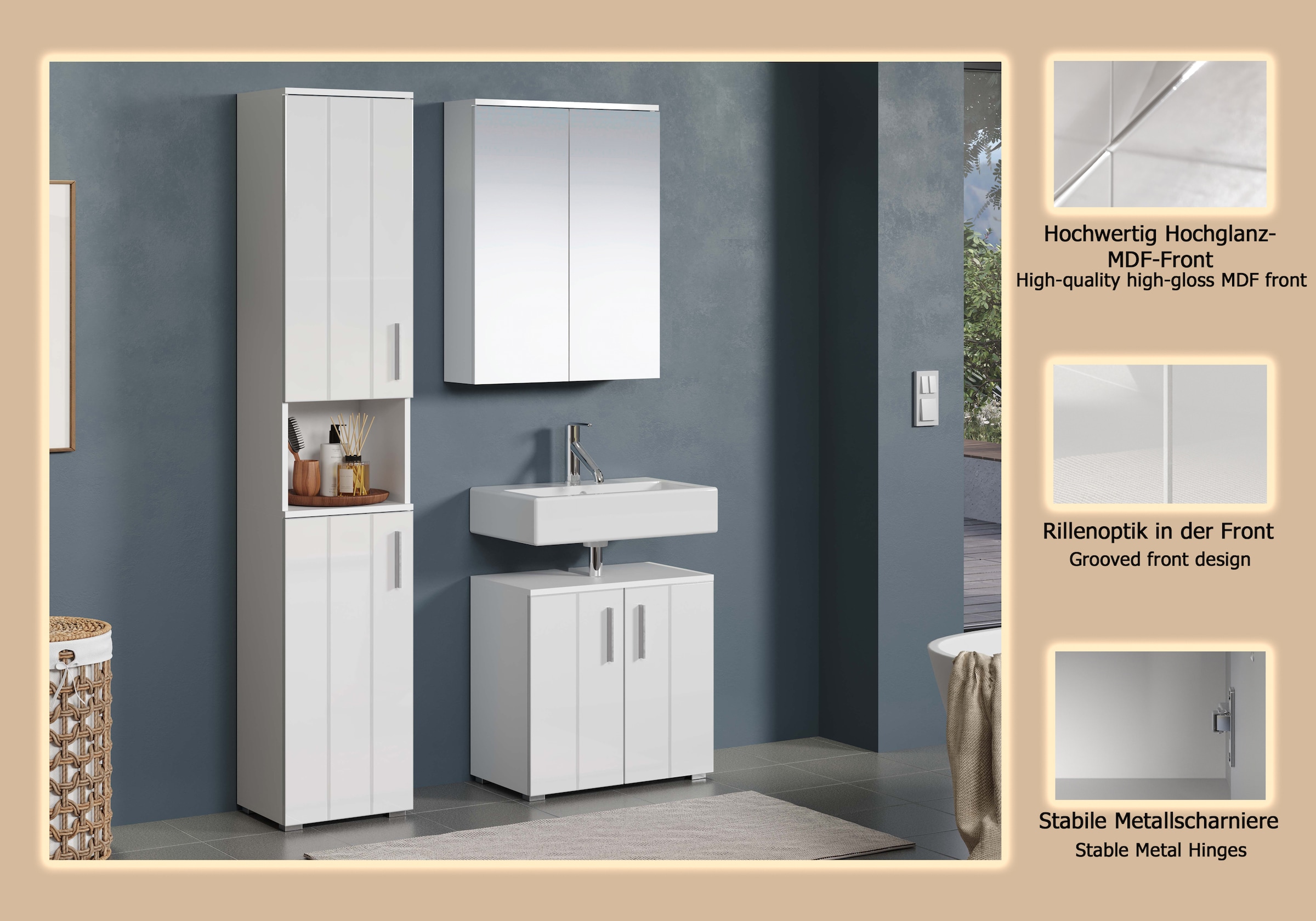 welltime Badezimmer-Set »Prag« Set, 3 Stk. tlg.