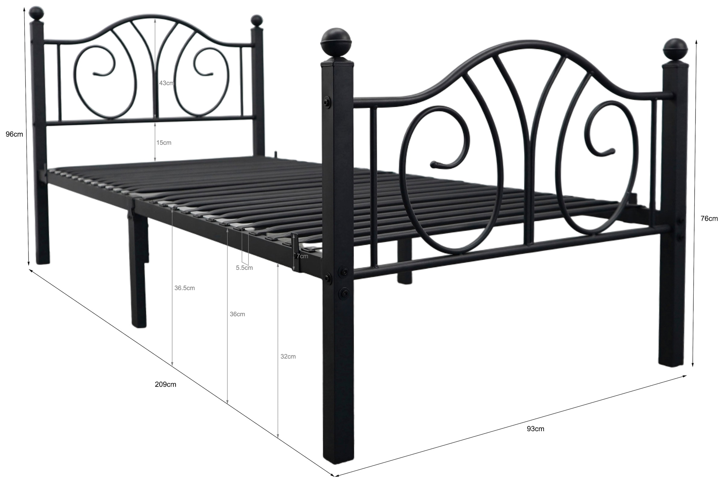 GOODproduct Metallbett »LUND Landhausbett Bett Märchenbett Prinzessinbett« Träume wie im Märchen: Dein romantisches Metallbett in 2 Breiten