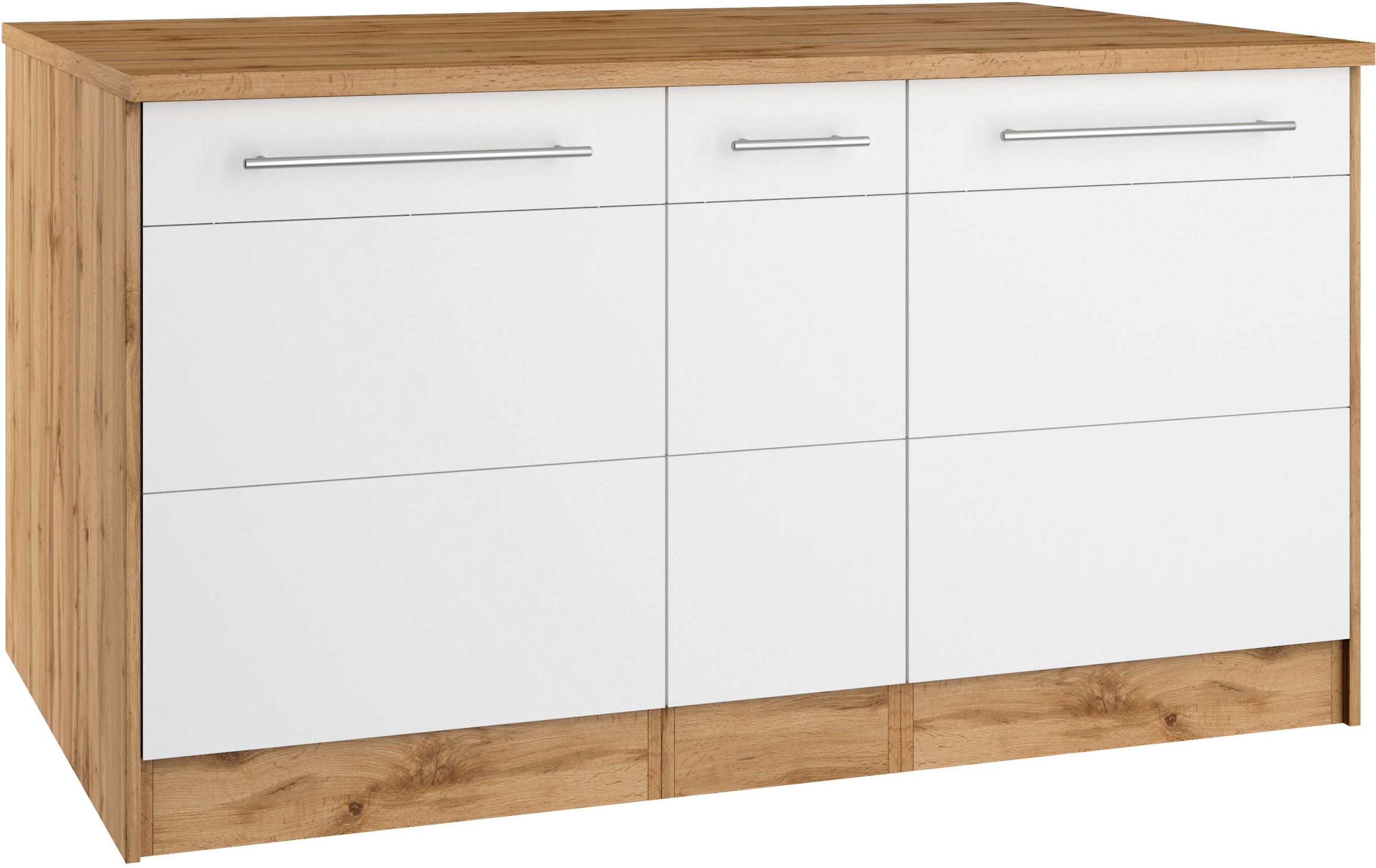 KOCHSTATION Ilot de cuisine »KS-Wien« largeur 153 cm, façades MDF, casier à bouteilles