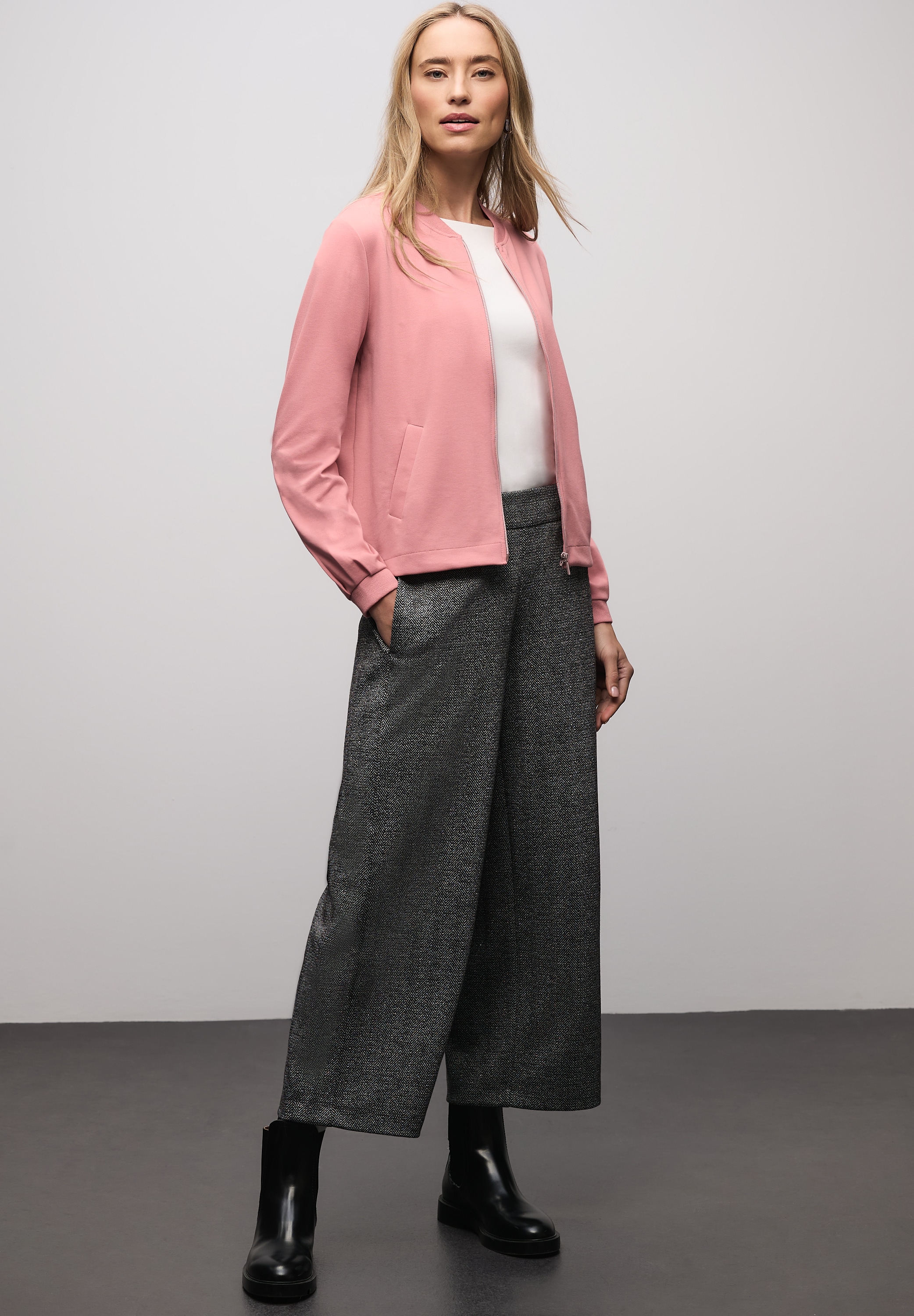 STREET ONE Veste sweat in Blouson-Optik und mit Glitzer