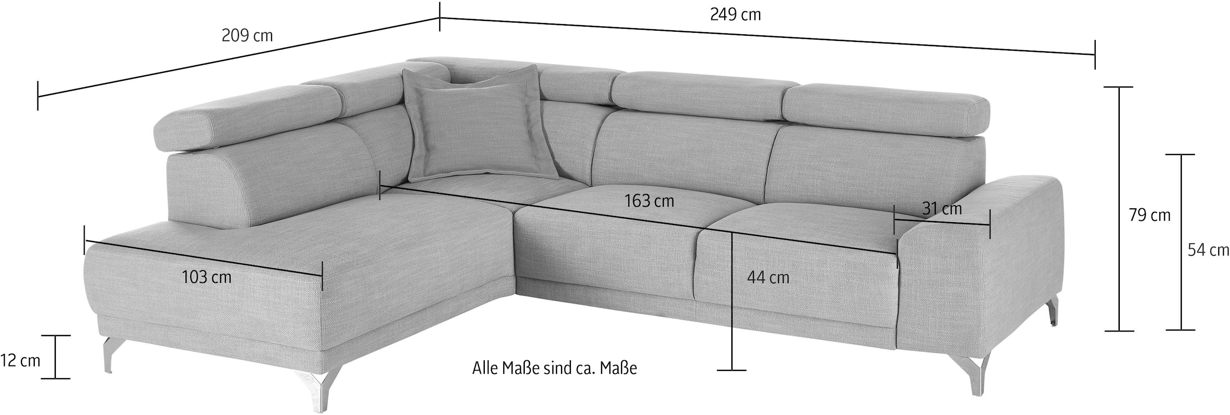 3C Candy Canapé d'angle »Greve Sofa immer mit manuelle Kopfteilverstellungen, modern, elegant« au choix avec avance de siège motorisée, confortable et intemporel, forme en L