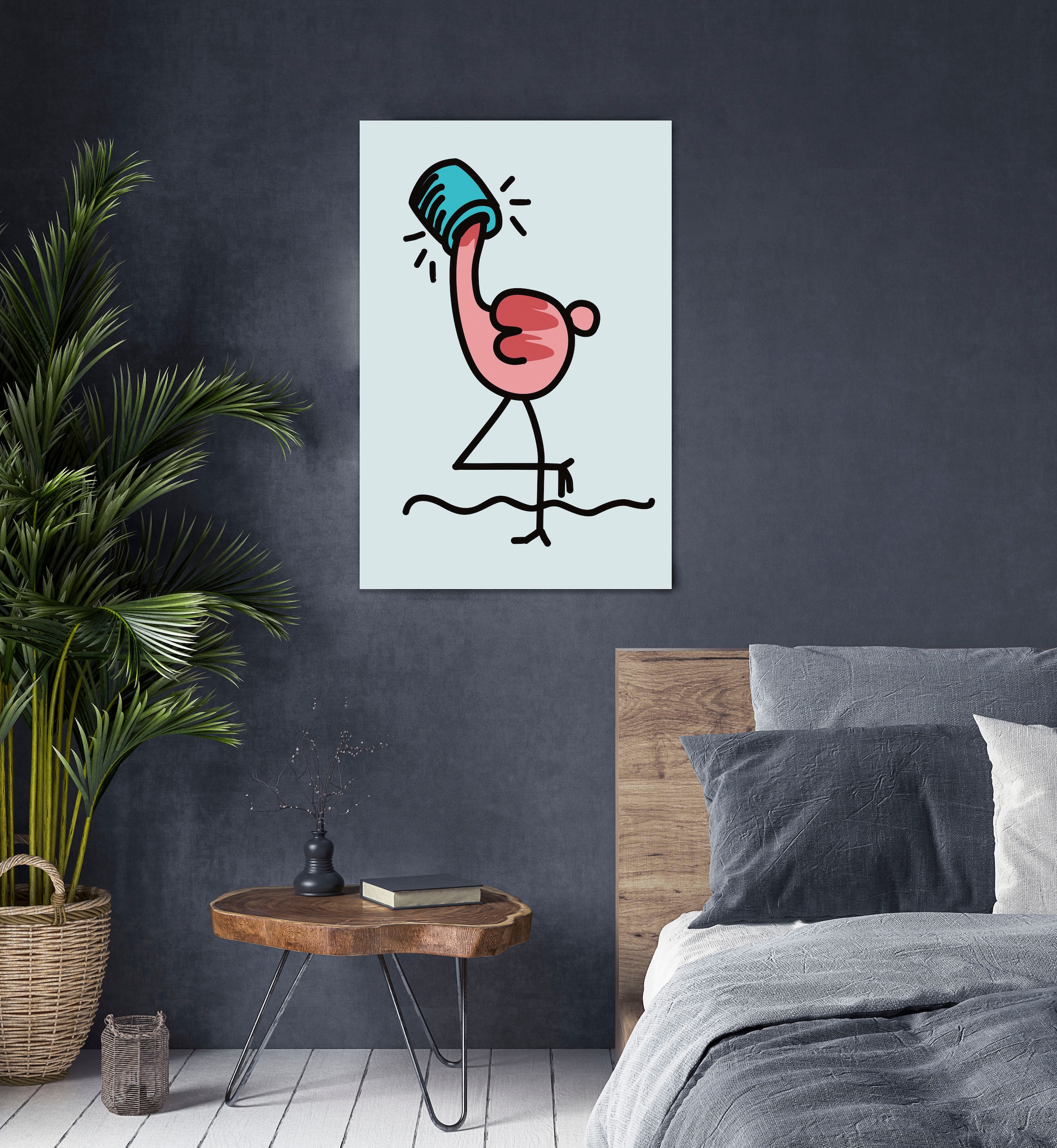 queence Leinwandbild »Flamingo« Kunst | Motivationsbilder | Vogelbilder Premium-Leinwandstoff, Handarbeit aus Deutschland