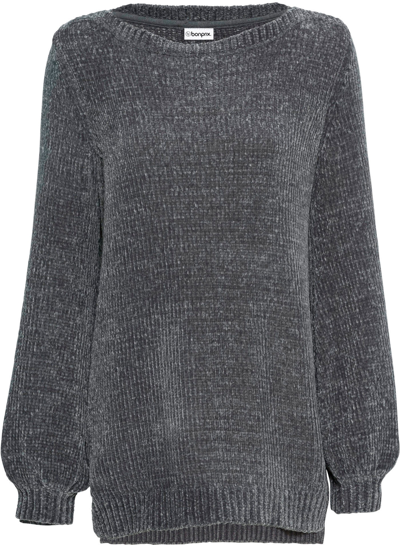 bonprix Pull long »Chenille-Longpullover« aus Chenille, mit breitem U-Boot-Ausschnitt, für kühle Tage