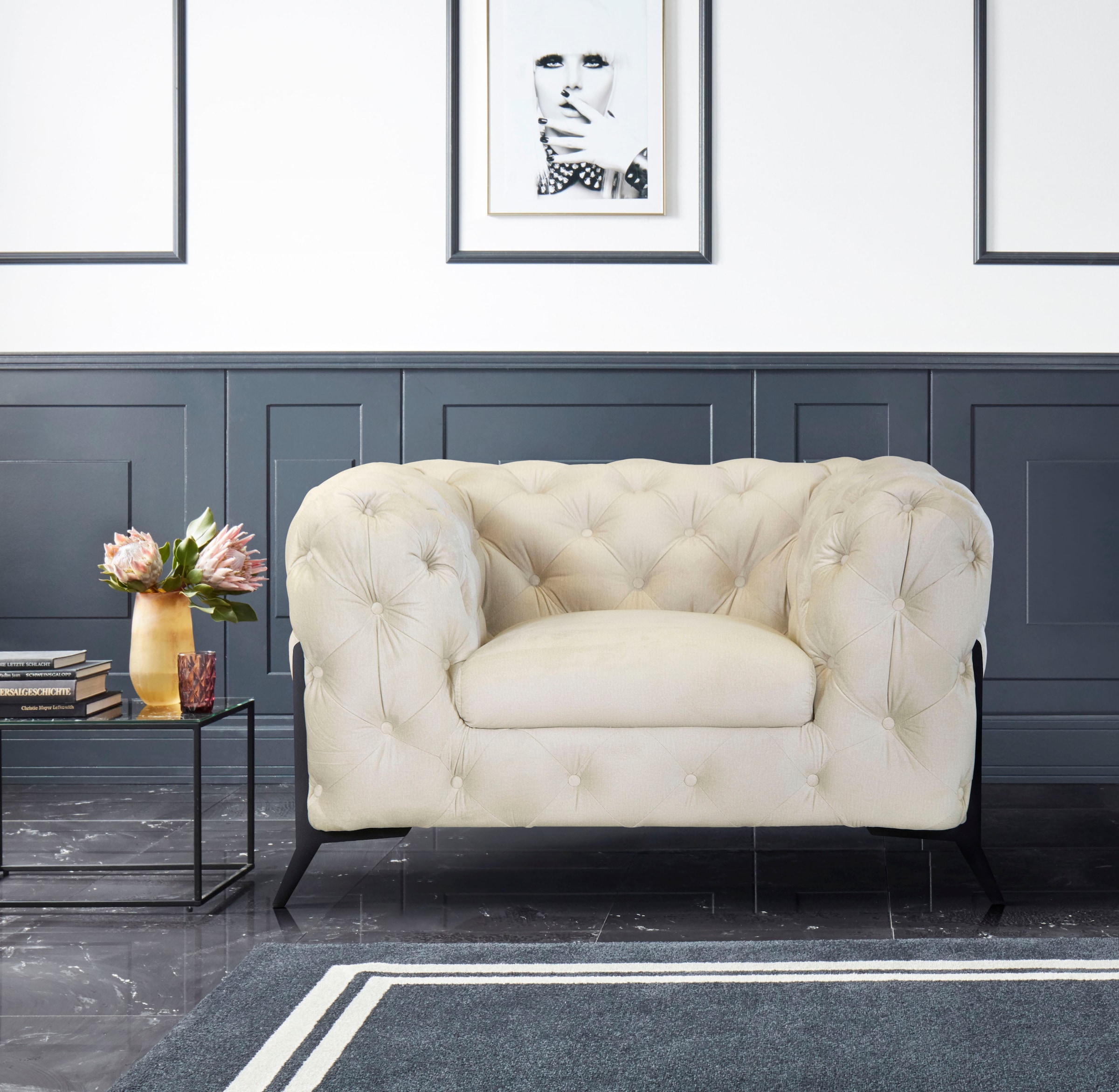 Home affaire Chesterfield-Sessel »Amaury Sessel« aufwändige Knopfheftung, moderne Chesterfield Optik, Fussfarbe wählbar