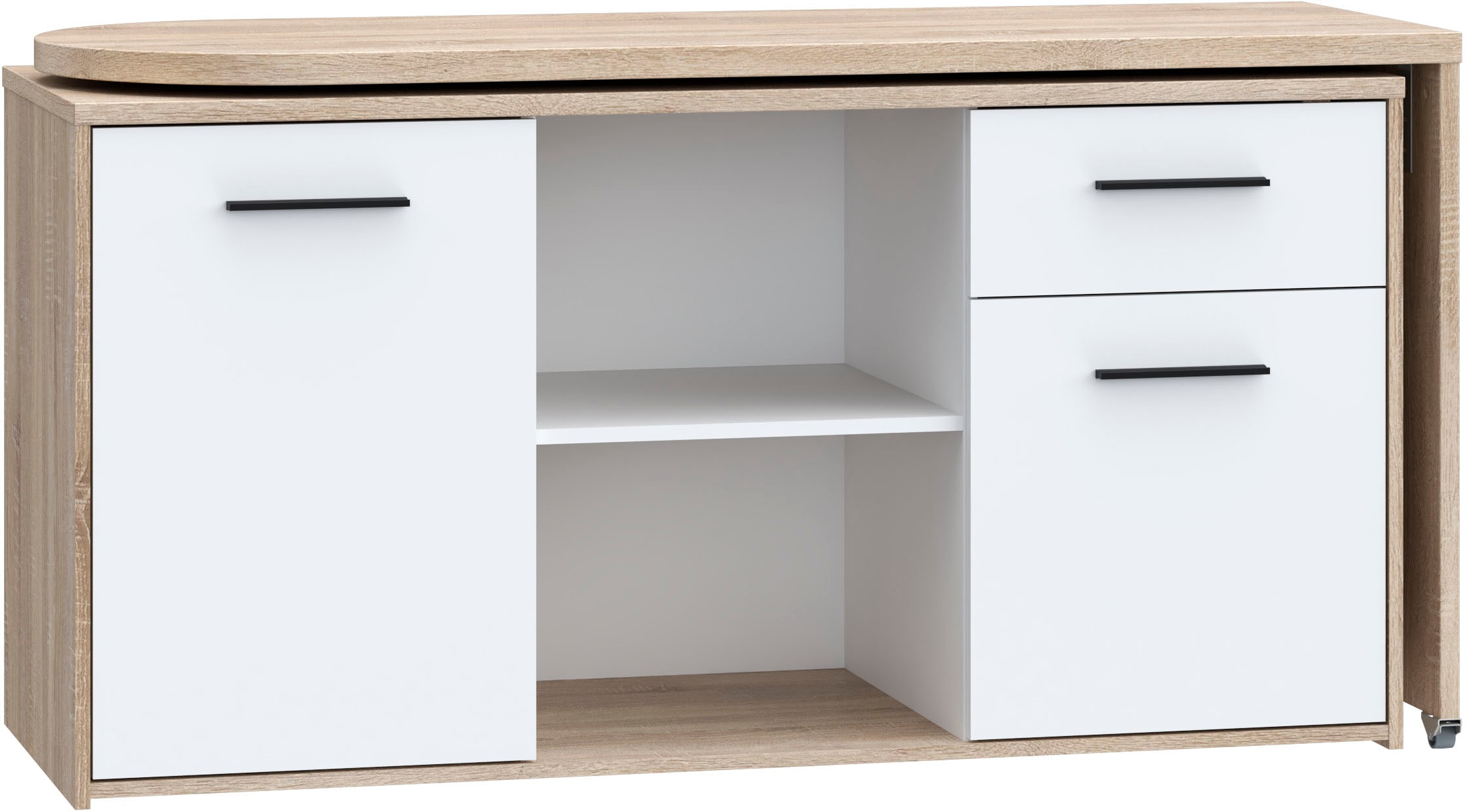 FORTE Schreibtisch »Aliklia« multifunktional, Tischplatte ausschwenkbar, mit Rollen, Sideboard