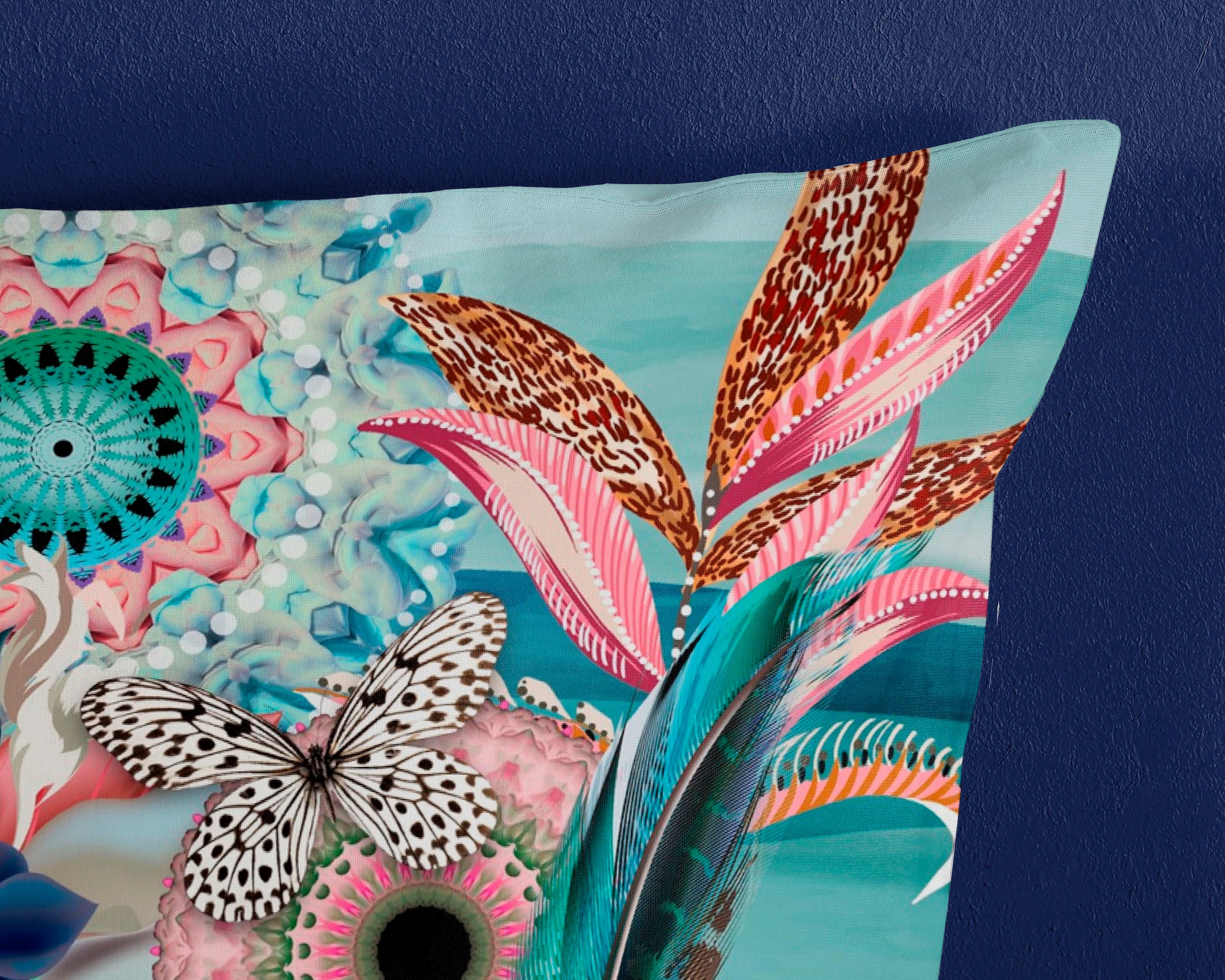 hip Wendebettwäsche »MAXIMILIAN« 2 Stk. tlg. Mako-Satin, 135x200, Reissverschluss, Wendeoptik, Mandala, Türkis