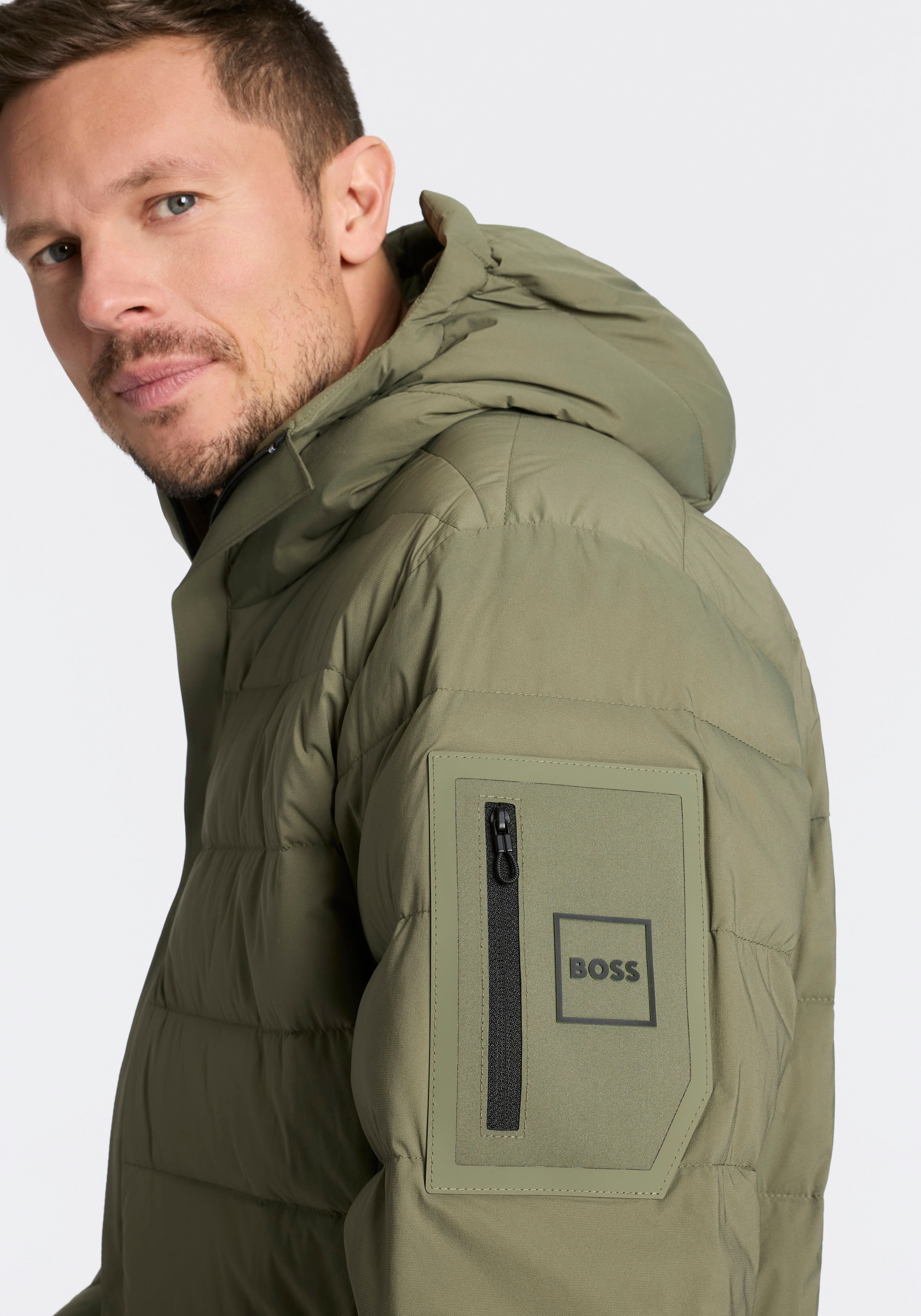 BOSS GREEN Veste matelassée »OW Riplite JT HD« mit Kapuze abenehmbare Kapuze wasserabweisend regular fit, 4-Wege Stretch