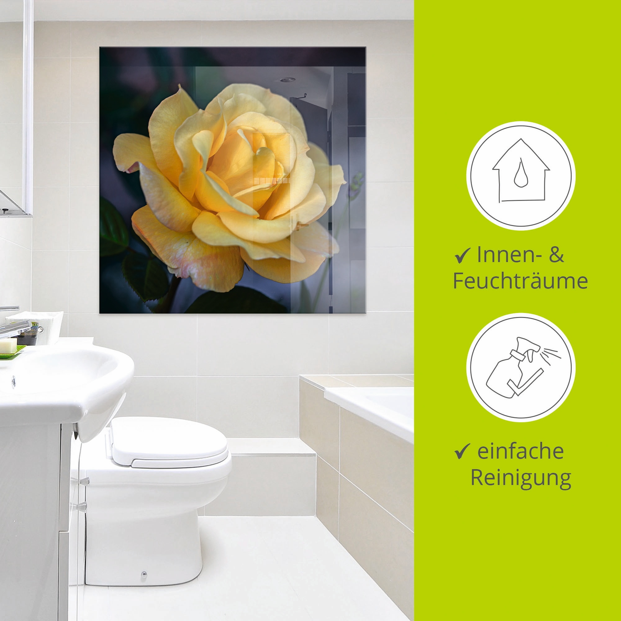 Artland Glasbild »Gelbe Rose« Blumen 1 Stk. tlg. in verschiedenen Grössen