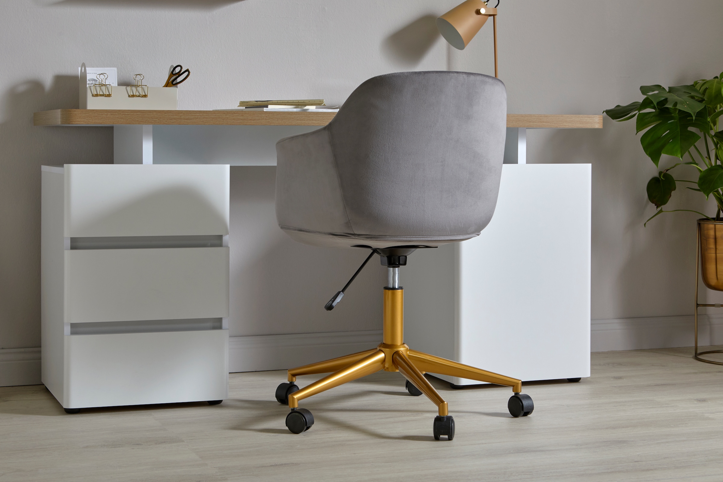 Jahnke Chaise de bureau »SHELL WORX« () 1 cuisChaise de bureau/écriture, réglable en hauteur, velours, structure aspect or