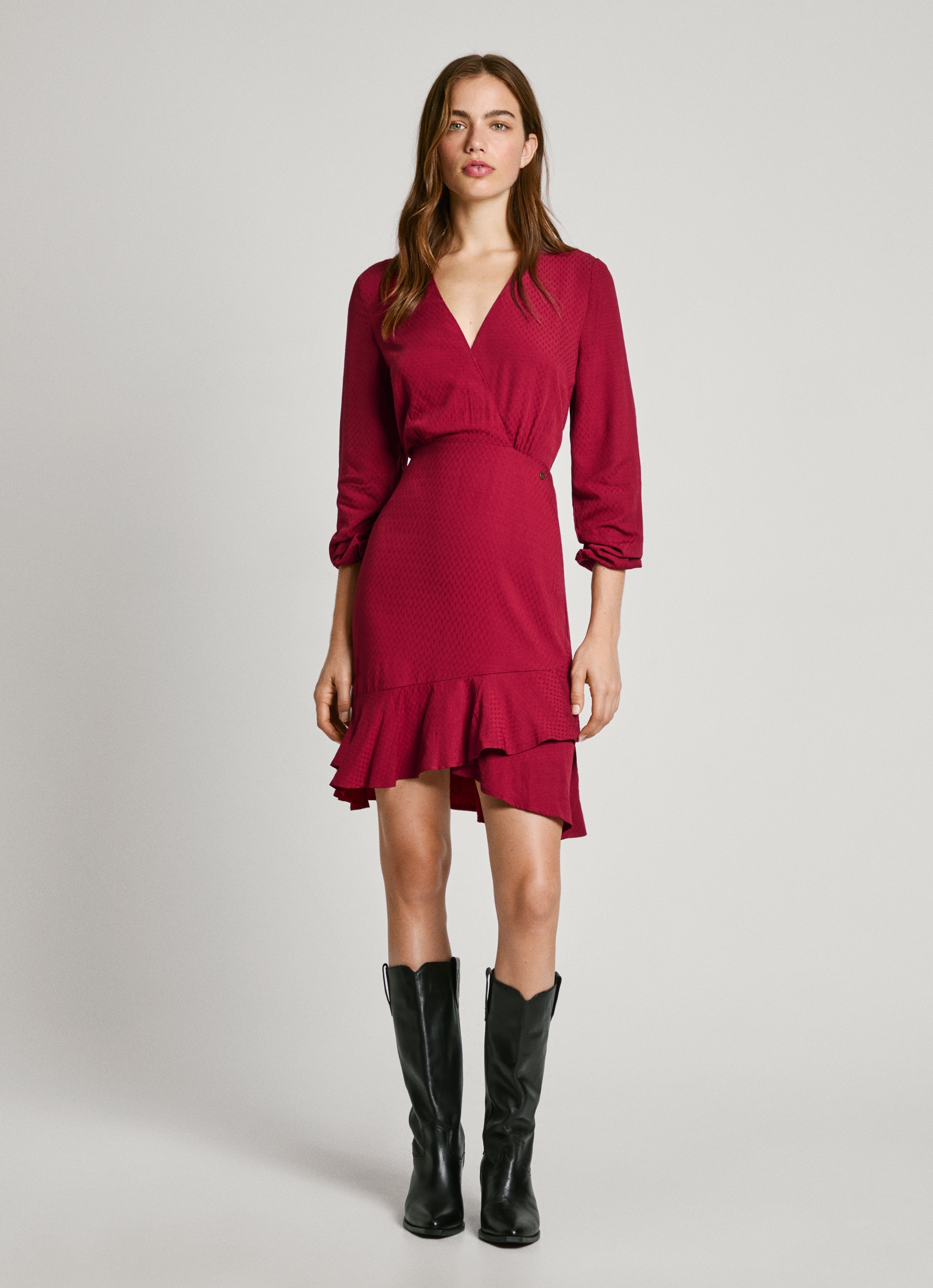 Pepe Jeans Robe en ligne A »KENDALL« mit Volants und langen Ärmeln