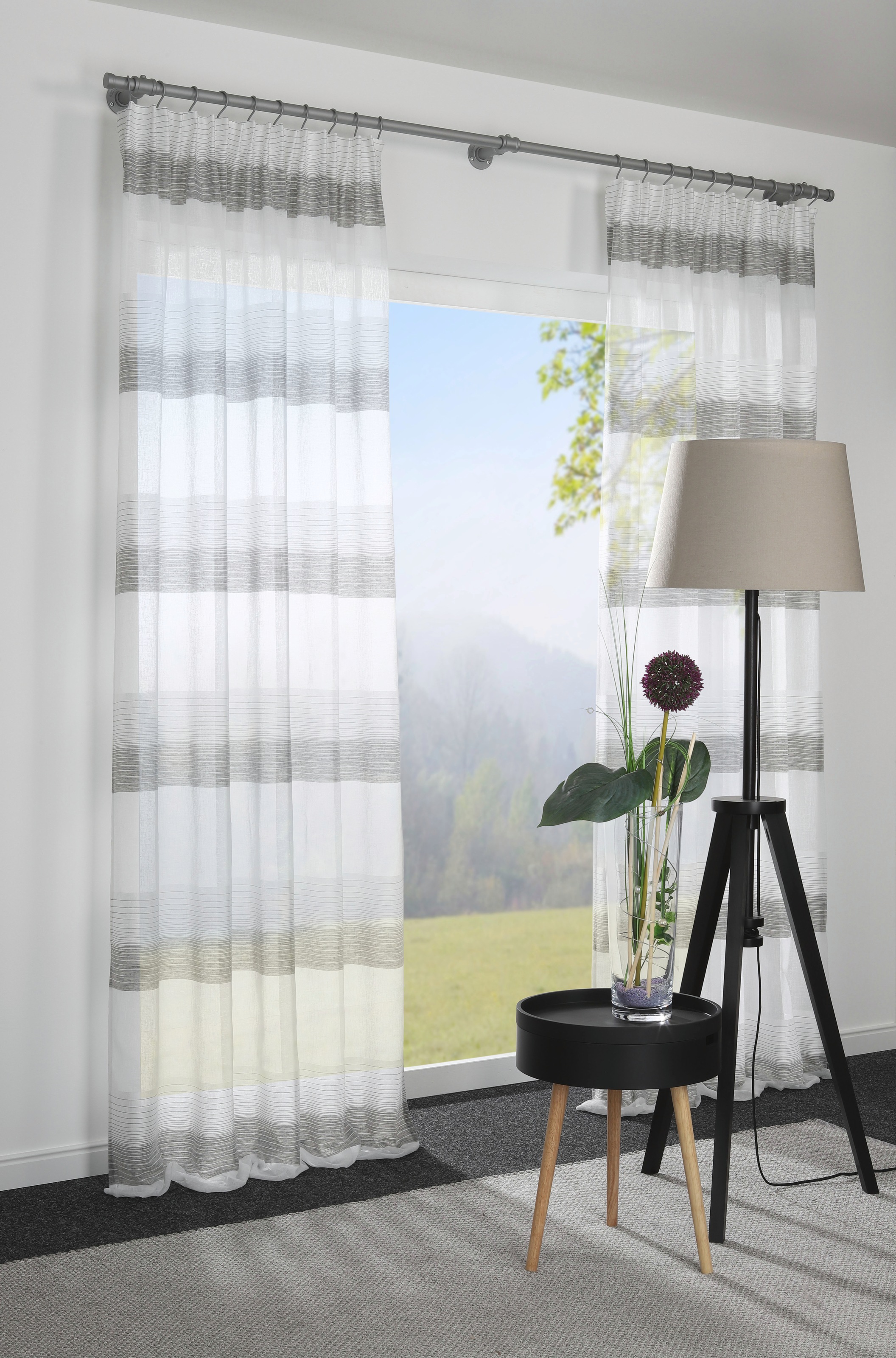 GARDINIA Gardinenstange »Industrial Home« Ø 2,5 mm 1 läufig-läufig mit Bohren, Wandmontage, Metall, Gardinenstangen Set aus Metall