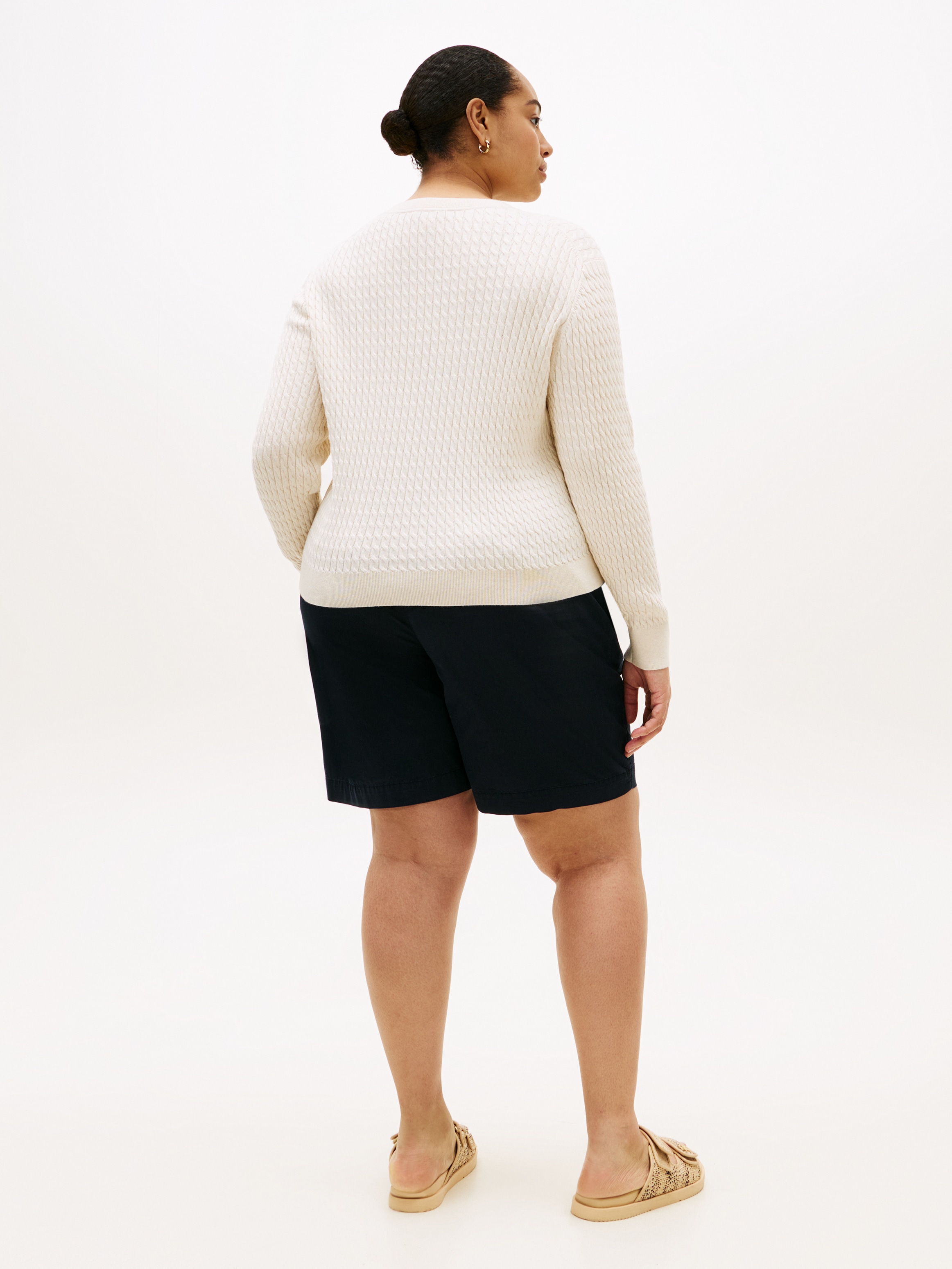 Tommy Hilfiger Curve Rundhalspullover »CRV CO CABLE FINE GG CNK SWEATER« in grossen Grössen, mit Zopfmuster