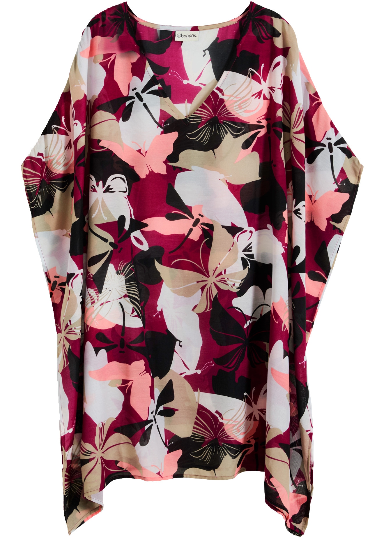 bonprix Robe tunique coupe oversize, manches courtes, en polyester, avec imprimé