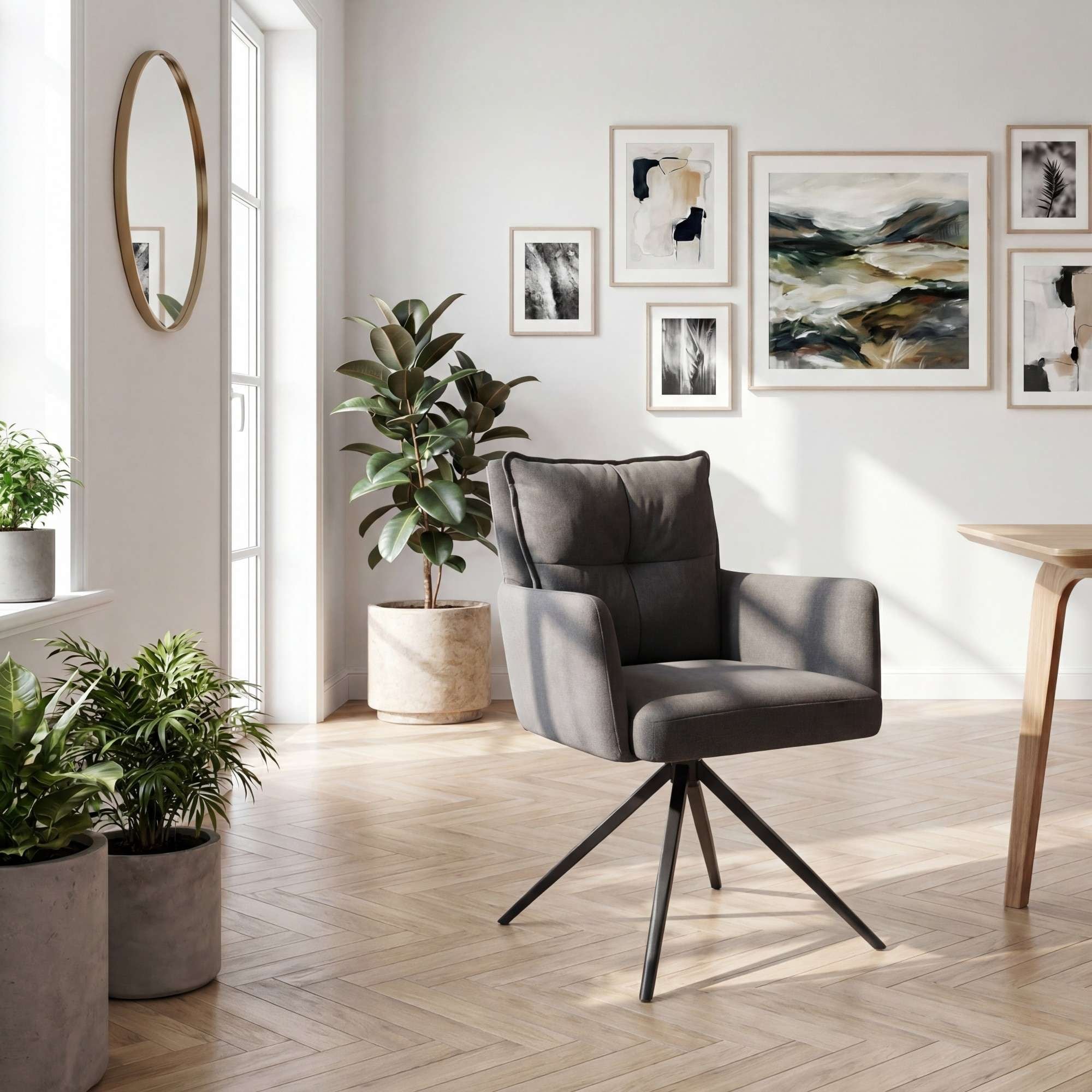 GOODproduct Chaise de salle à manger »Chiani« () 2 cuisRetour automatique à 180°, dossier, accoudoirs et assise rembourrés