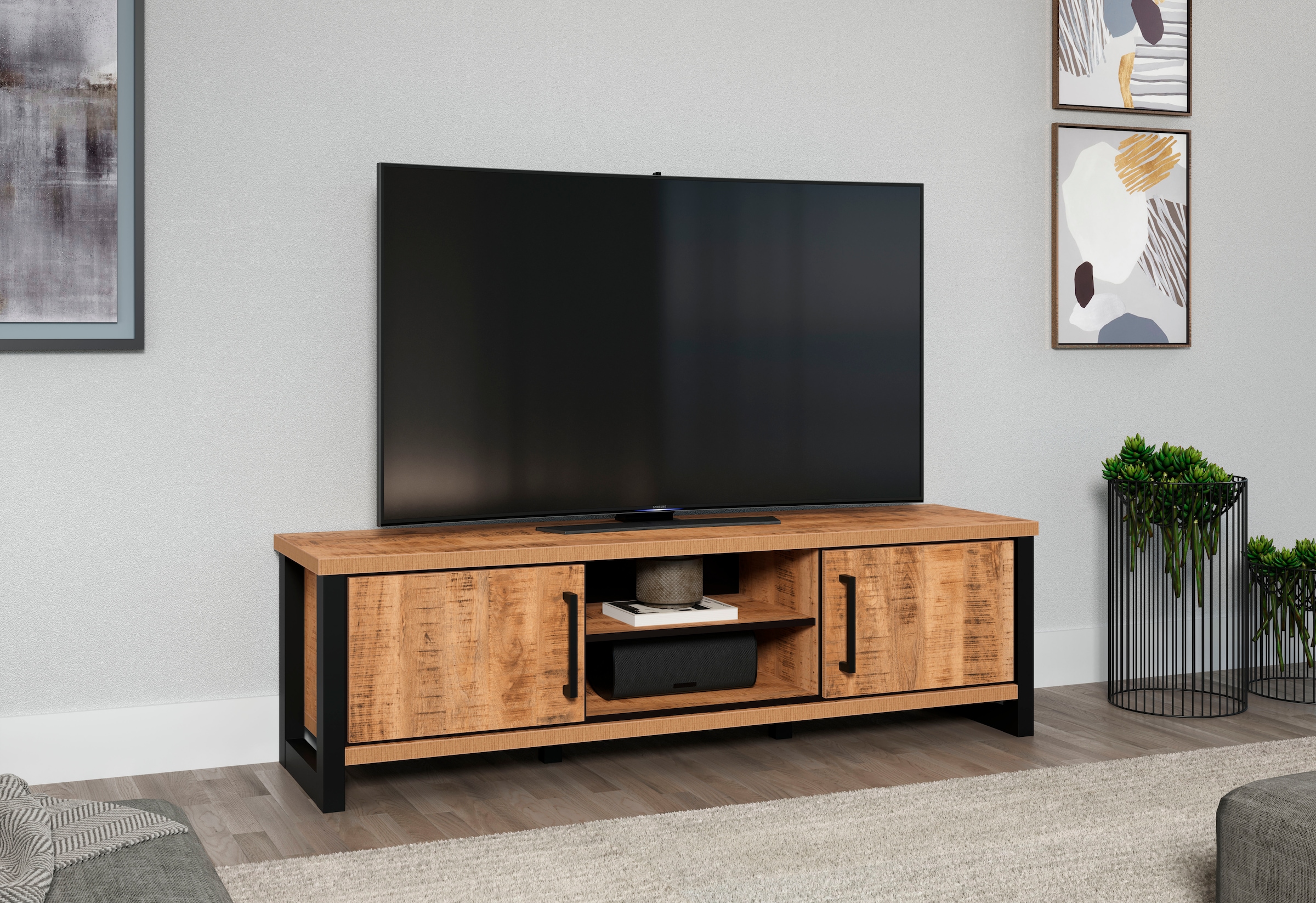 Home affaire Table basse »Elda« 1 cuis tlg. TV Lowboard mit 2 Türen und 2 offenen Fächern – (B/T/H) 166/45/50 cm