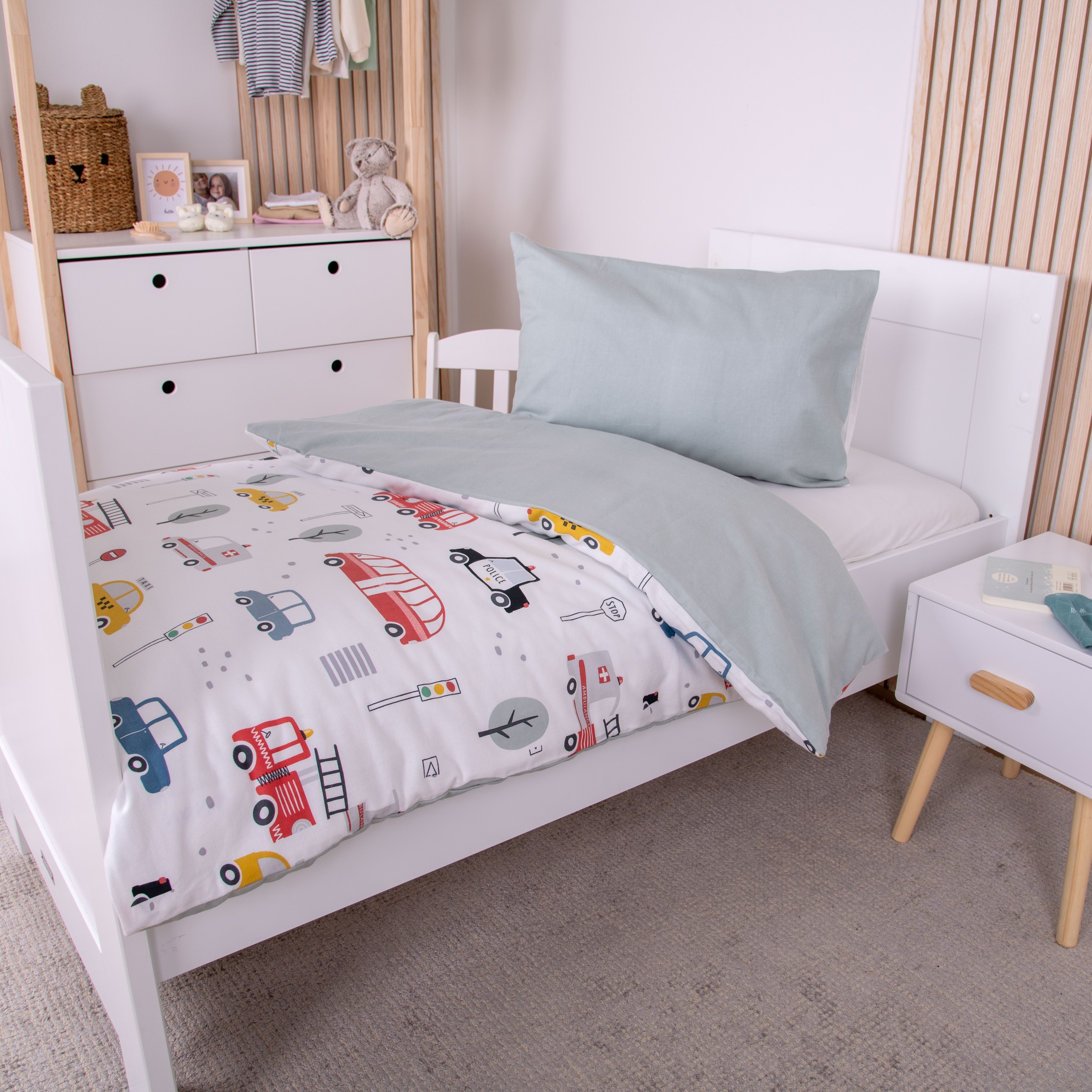 Baby Best Wendebettwäsche »babybest Fahrzeuge« 2 Stk. mit niedlichem Allover-Print