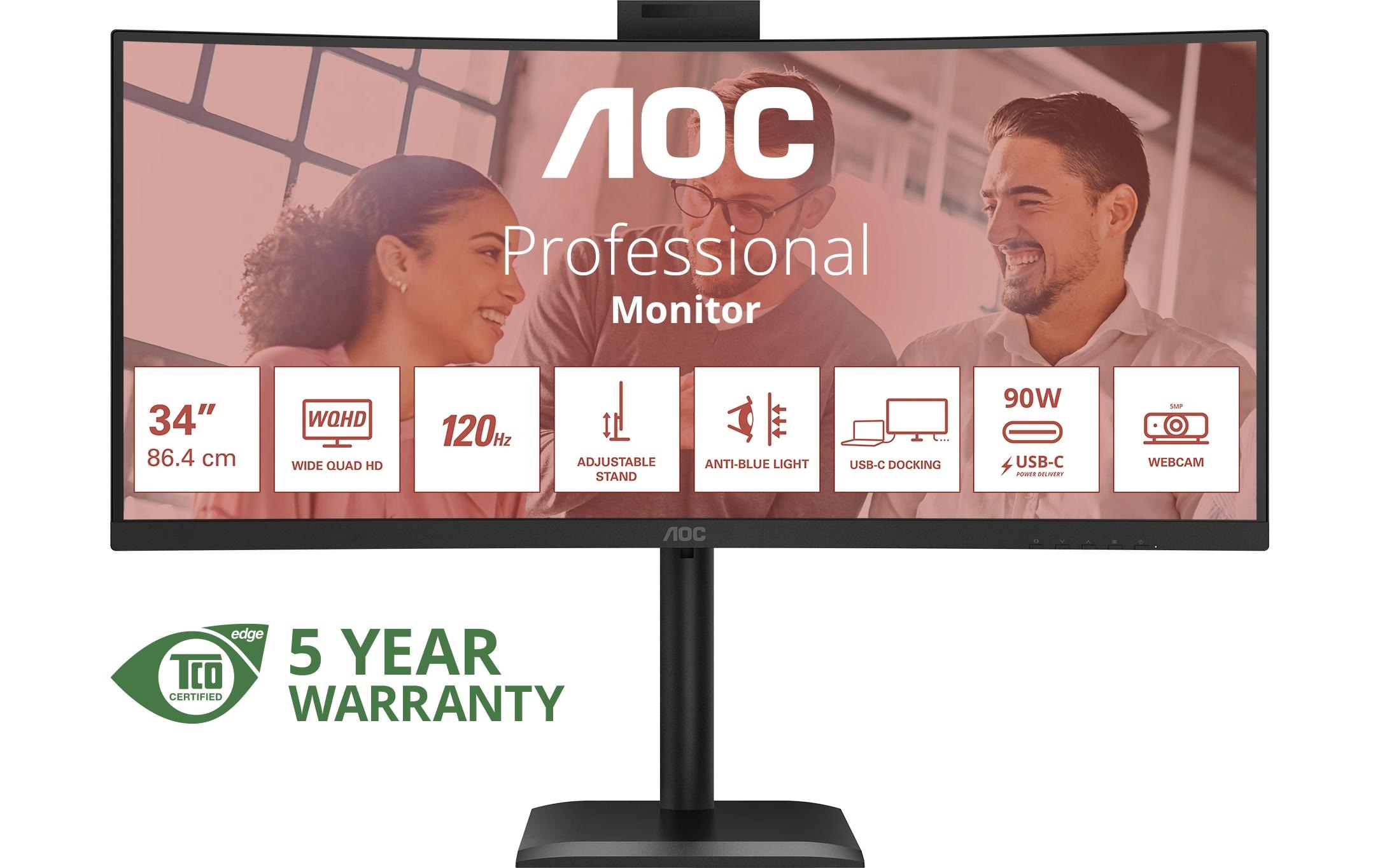 AOC Moniteur LED incurvé »CU34E4CW« 86,36 cm/34 ″  3440 x 1440 px 120 Hz