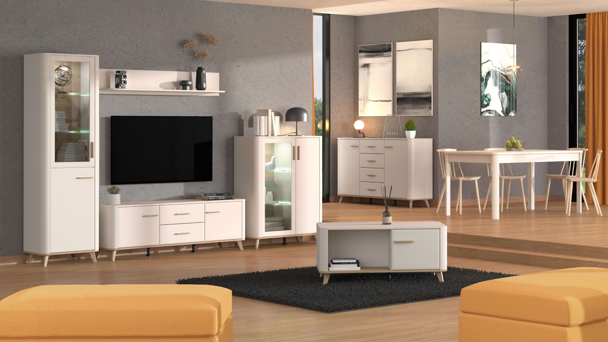 Home affaire Vitrine »Darwen Vitrinenschrank, Glasschrank, Standvitrine, Highboard/Sideboard« 2 Türen, 4 Einlegeböden, 5 Fächer, Gesamtmasse (B/T/H): 58/40/193 cm