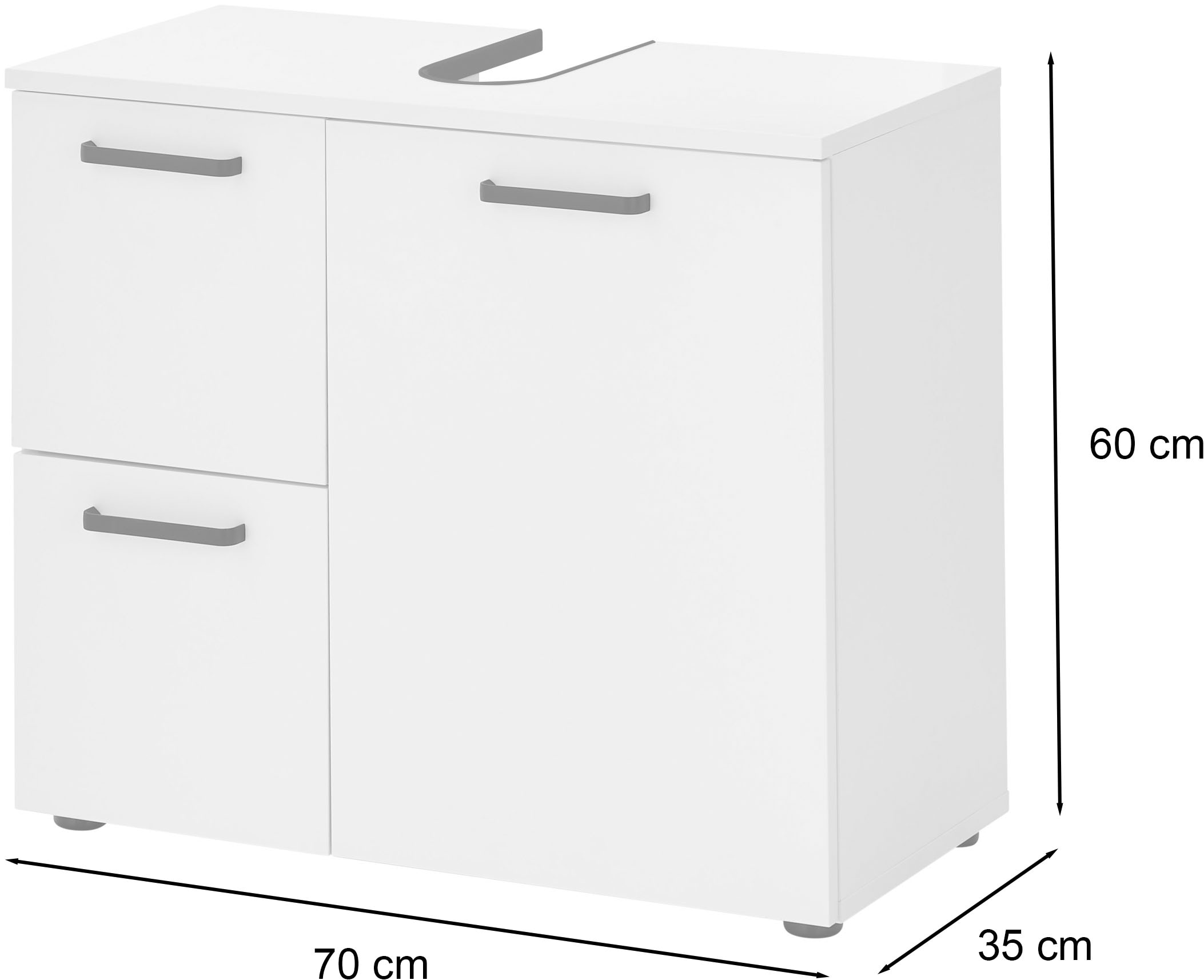 BASIC by Balculina Waschbeckenunterschrank »Vanice, Badezimmerschrank B/H/T 70x60x35cm« 1 Stk. tlg. Breite 70cm, Softclose, FSC-Mix 70%,Made in Europa