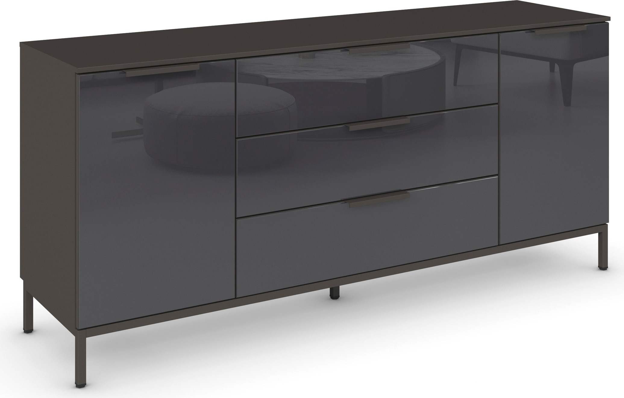 rauch Kombikommode »Kommode Türkommode Sideboard Kombikommode FLIPP mit Glasfront« Breite 160 cm mit 2 Einlegeböden,  2-türig mit 3 Schubladen und Soft-Close-Funktion sowie Glasfront