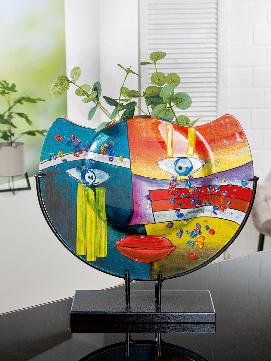 Casablanca by Gilde Vase de table »Fashion, Dekovase« Vase aus Glas, mit schwarzem Metallfuss, Breite ca. 39 cm