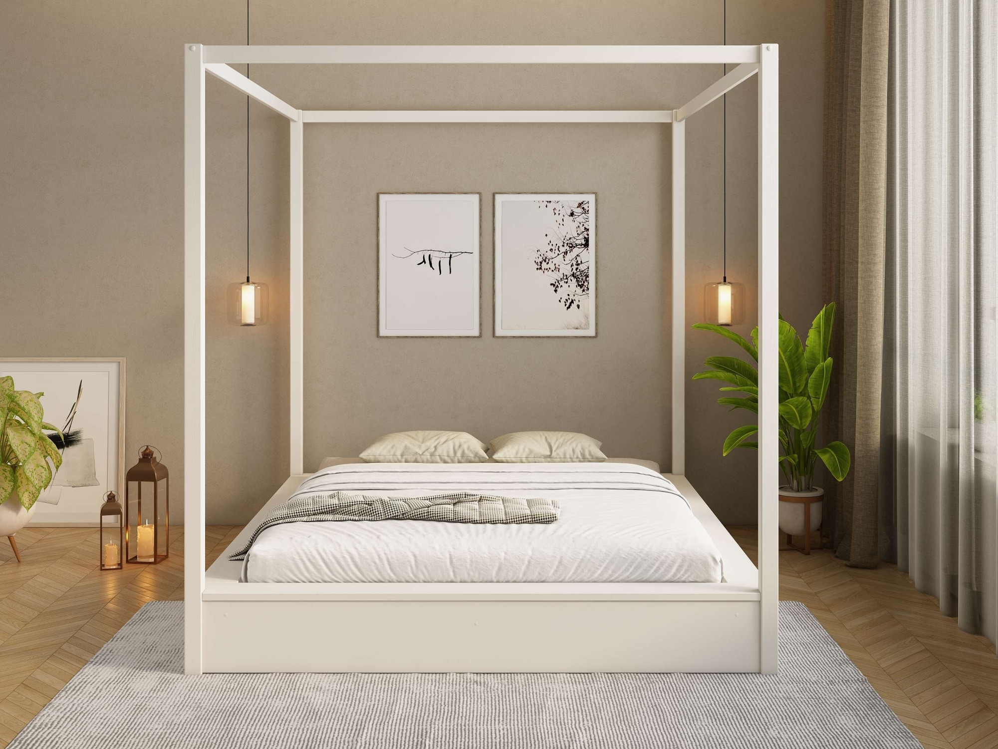 GOODproduct Himmelbett »Usella, Bett, Bettgestell, hohe Belastbarkeit bis 180 kg« B/T/H: 189/229,1/200 cm,  aus massiver Kiefer in Kombination mit MDF, inklusive Lattenrost
