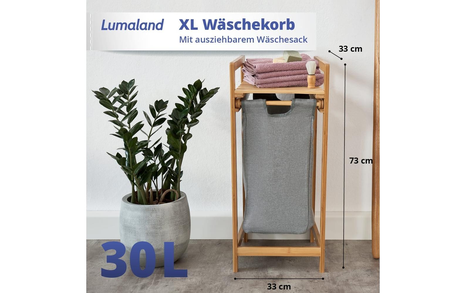 Lumaland Panier à linge »Bambus 30 l«