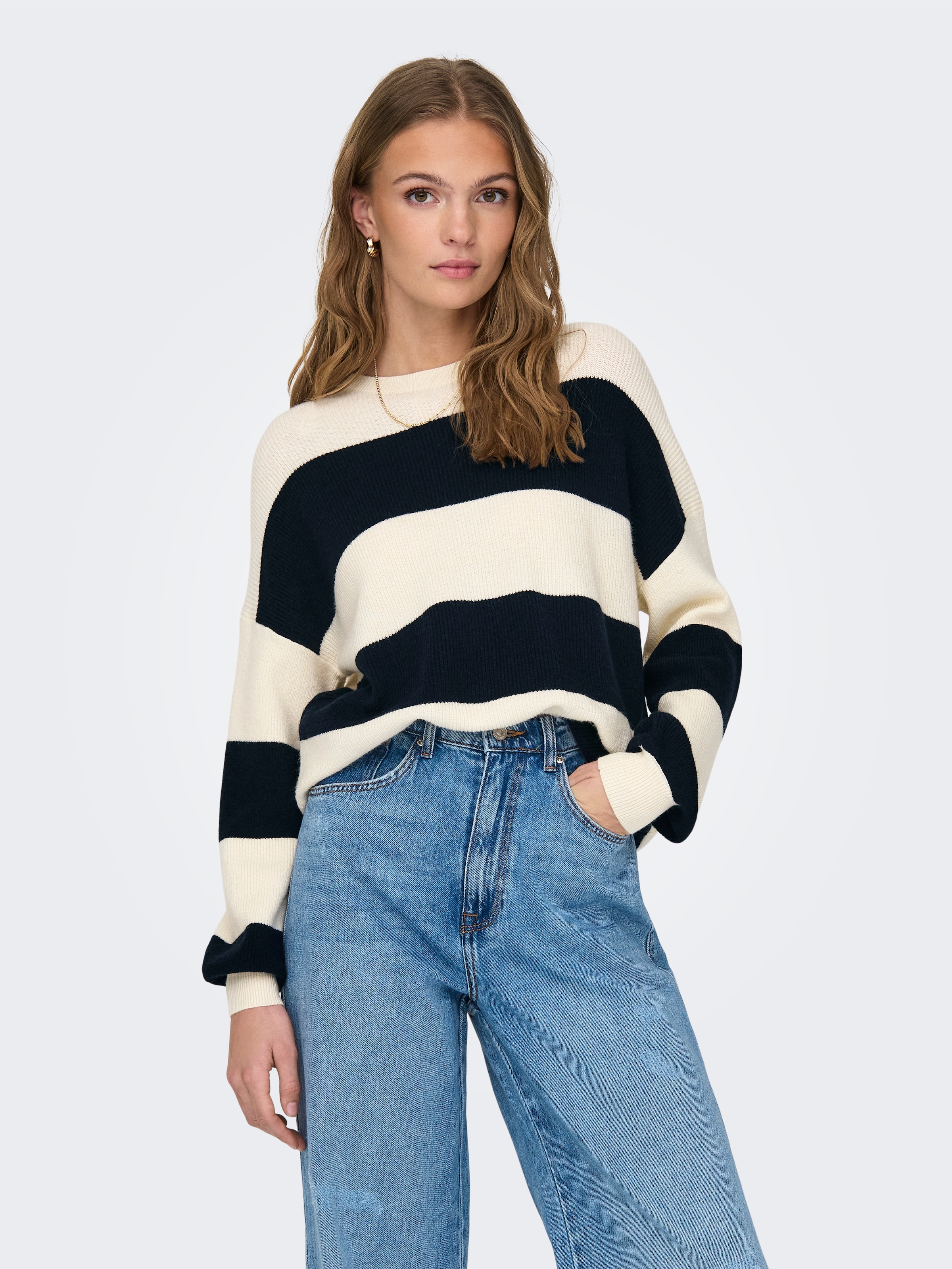 ONLY Strickpullover »ONLATIA L/S STRIPE PULLOVER KNT NOOS« mit Colorblock Design