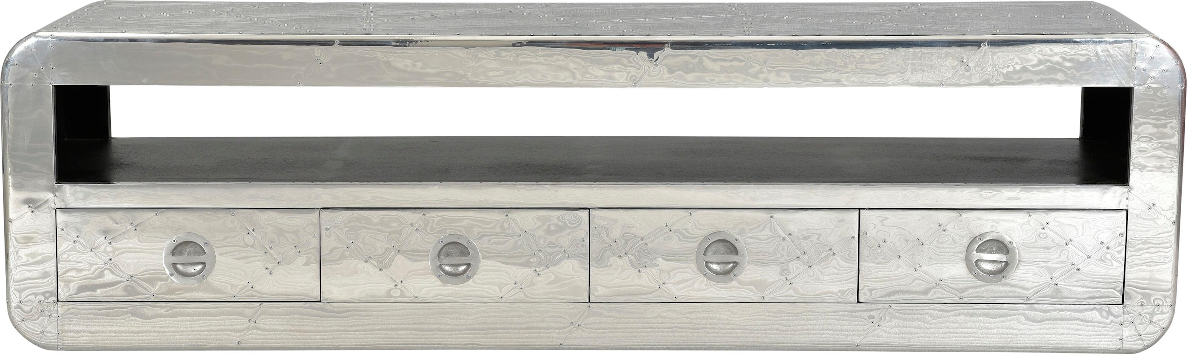 SIT Lowboard »Oamaru aus Mangoholz mit 4 Schubladen & offenem Fach« Futuristischer Aluminium-Look mit dekorativen Zierschrauben