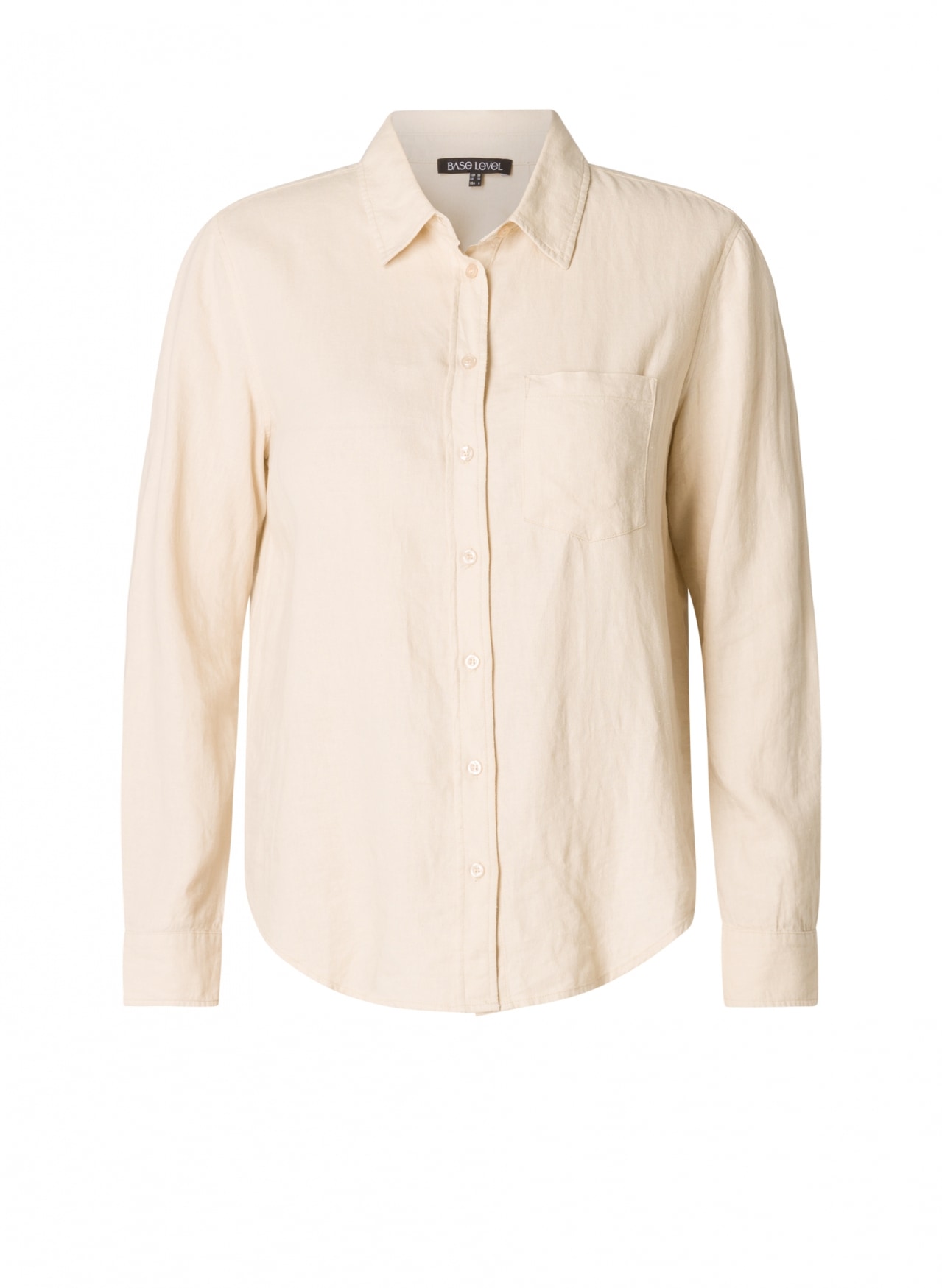 Base Level Curvy Blouse à manches longues »Yaella« mit Knopfleiste und aus Leinen