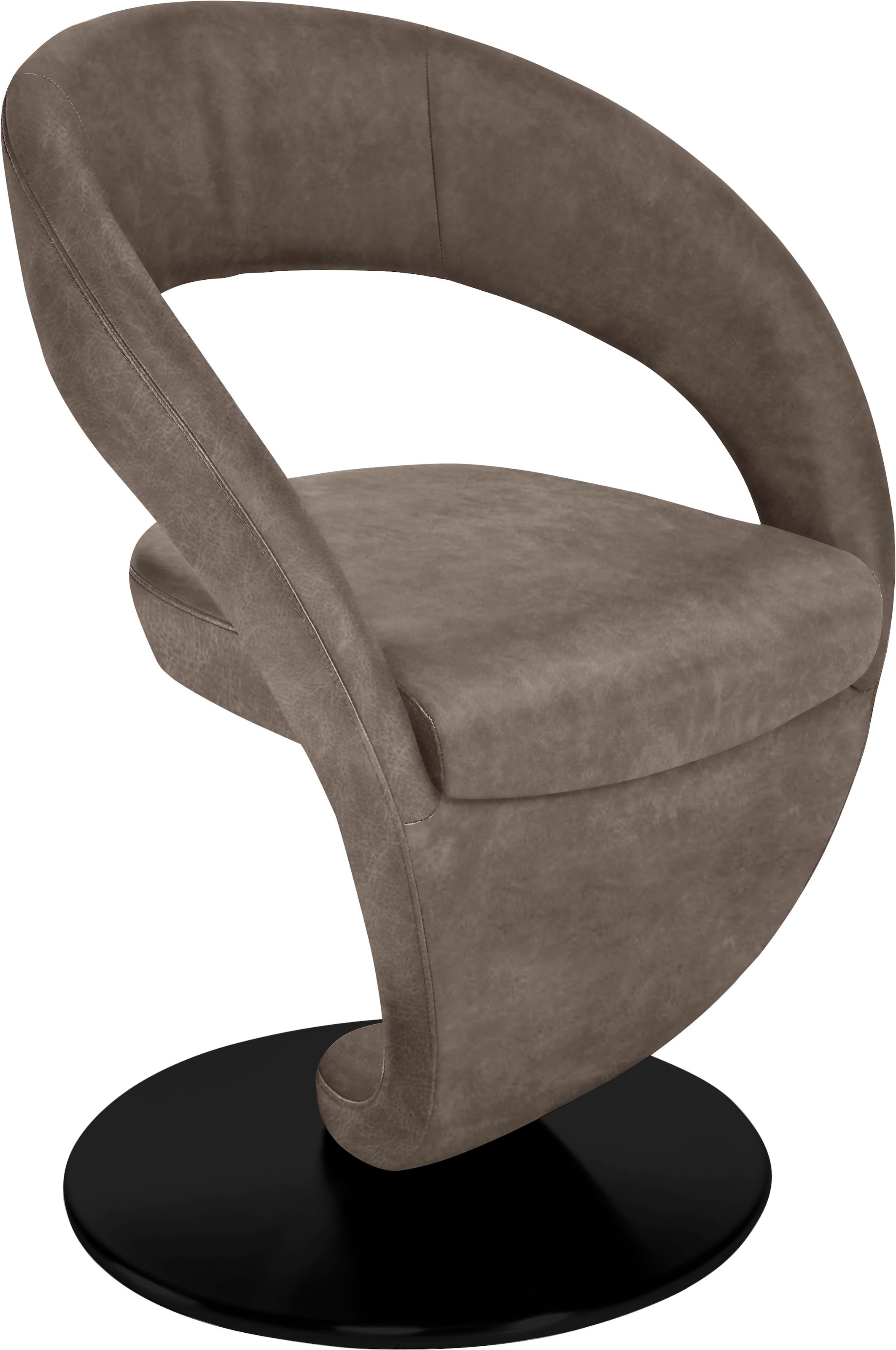 K+W Komfort & Wohnen Chaise de salle à manger »Wave, Drehstuhl« () Fauteuil design pivotant, plateau tournant noir