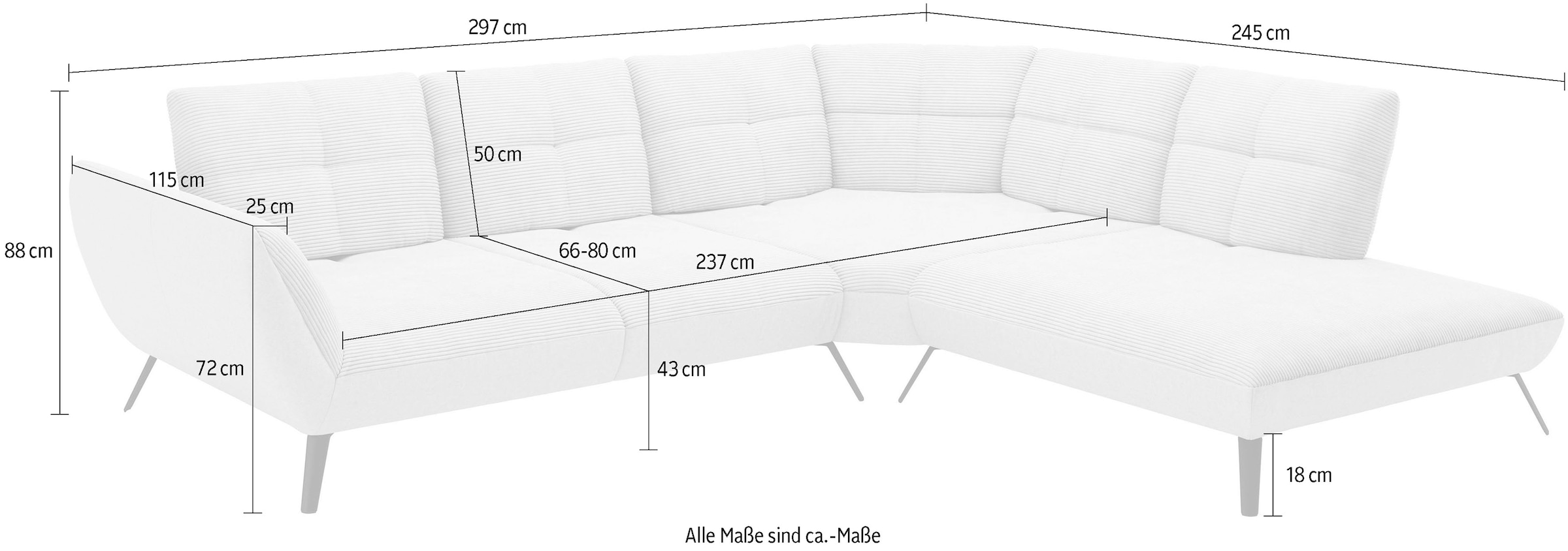 PLACES OF STYLE Ecksofa »Mikado L-Form« inkl. Sitztiefenverstellung und Armteilverstellung