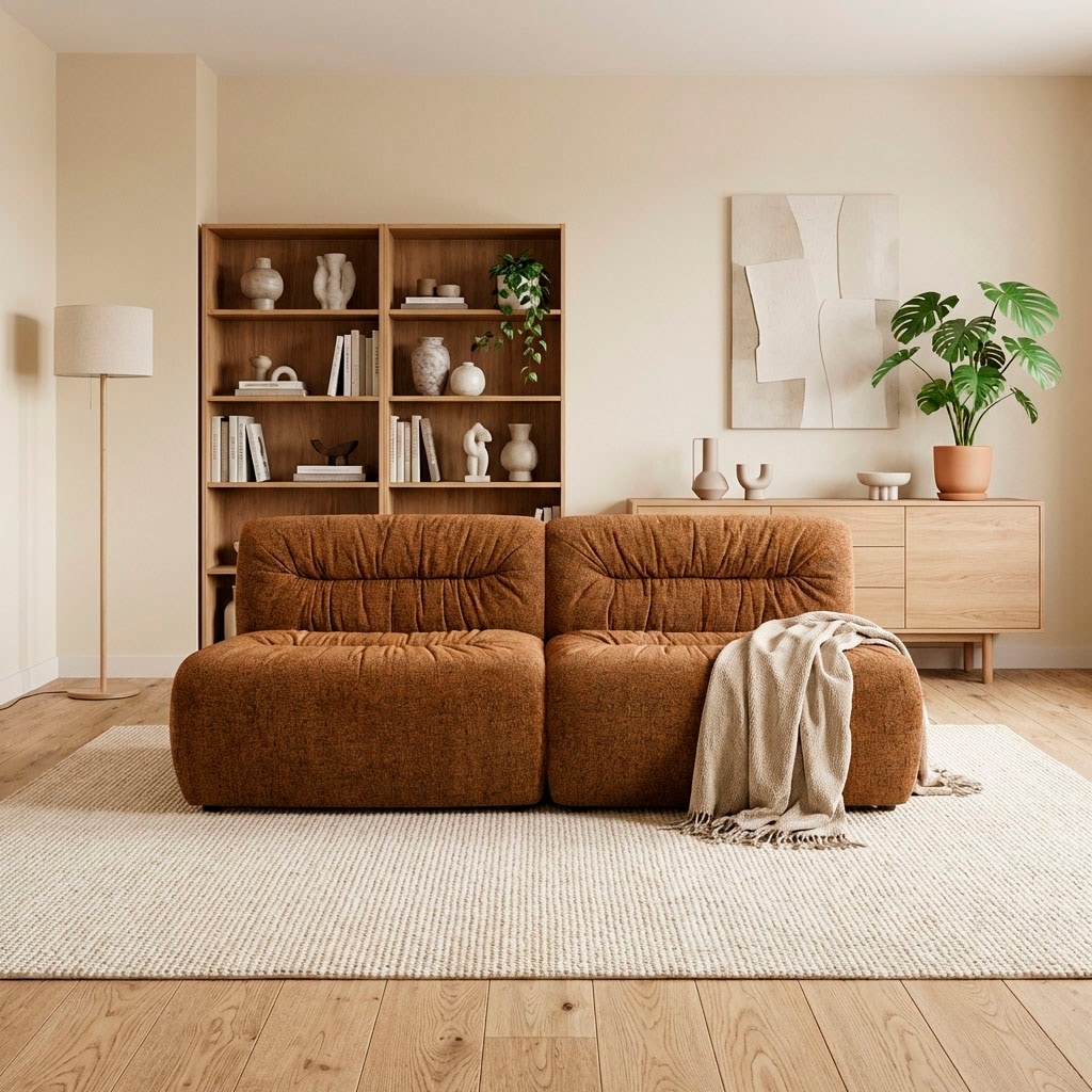 DOMO collection Canapé Big »Solum, Retro Design, 204 cm breit, runde Form, grosszügiger Polsterung,« avec ressorts