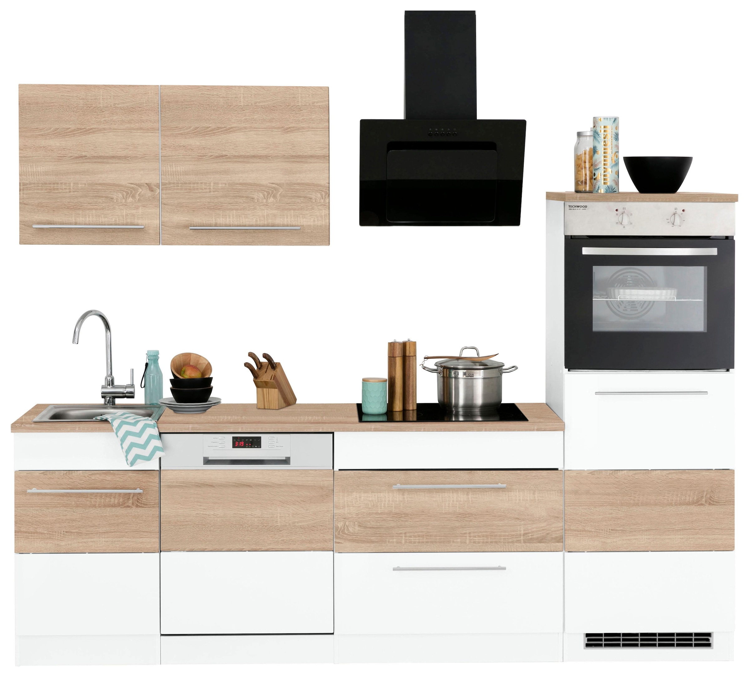KOCHSTATION Kitchenette »KS-Trient« largeur 250 cm, éventuellement avec appareils électriques, avec plan de travail