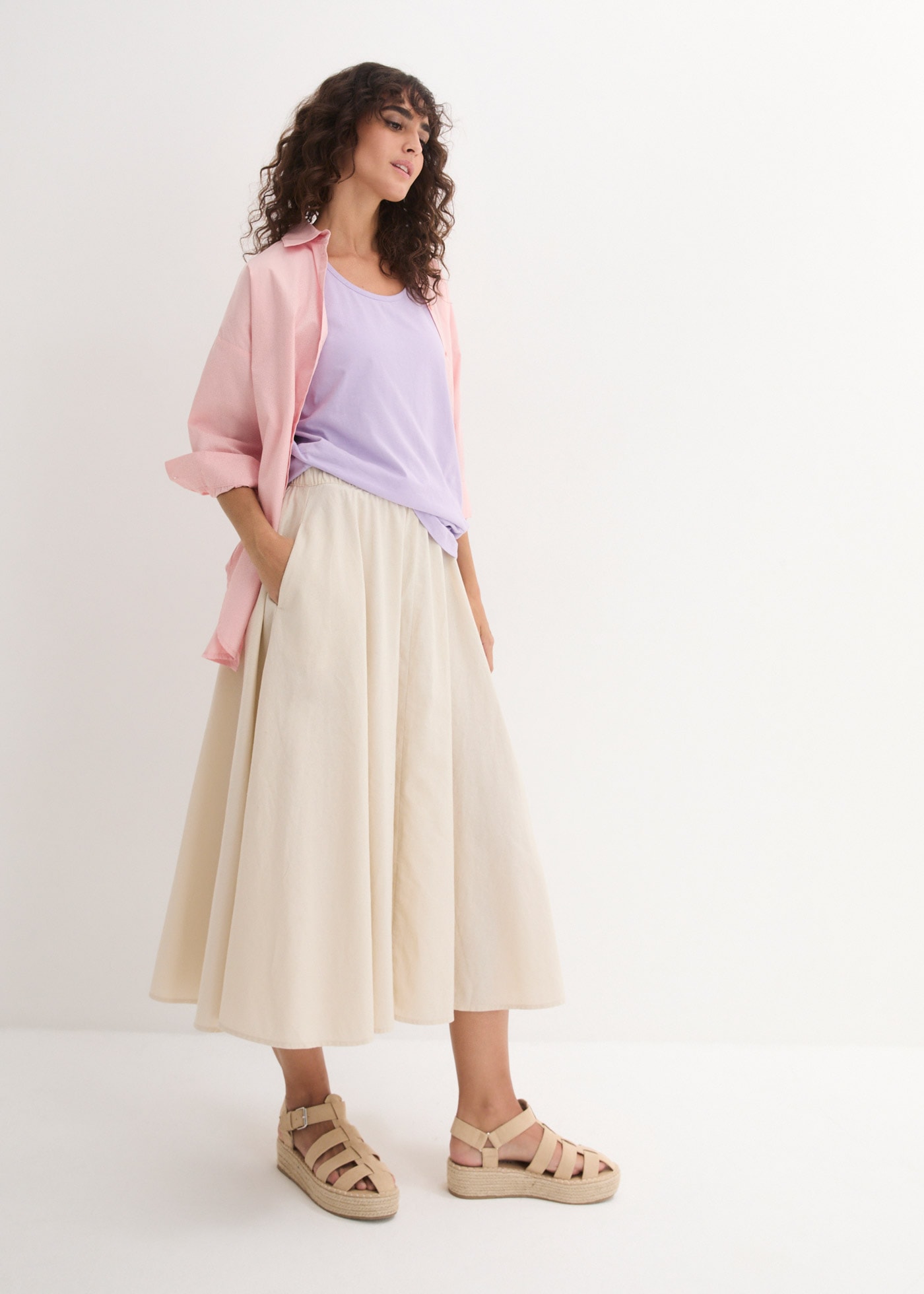 bonprix Longtop Packung, 5 tlg. figurumspielende Passform, ohne Ärmel und Kragen, unifarben