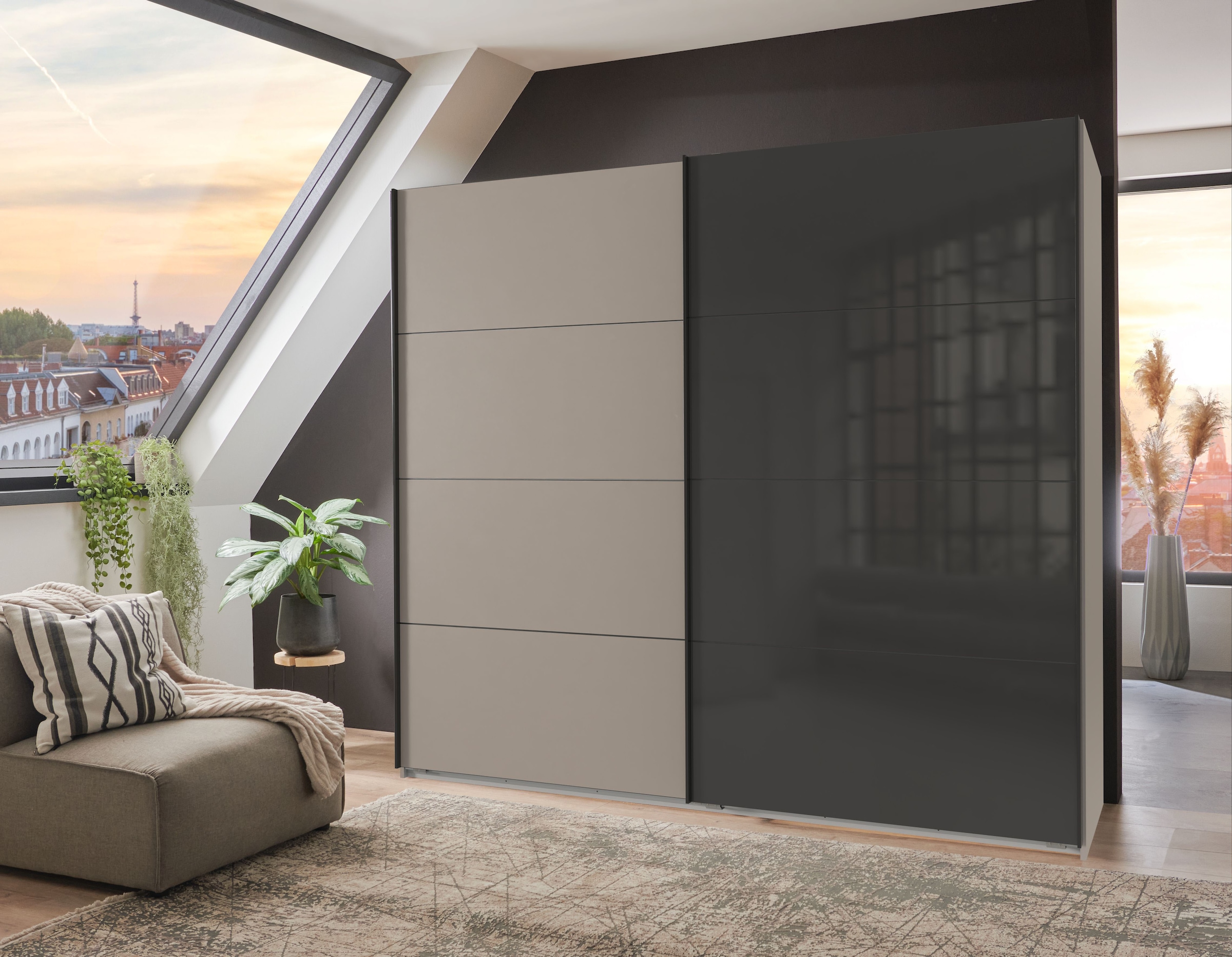 Wimex Kleiderschrank »Tilburg, Metallgriffe, Made in Germany« Breite 270cm wahlweise mit 2 oder 3 Türen,  mit Schwebetüren, jeweils 1 Glaselement, 180, 225 oder 270cm breit