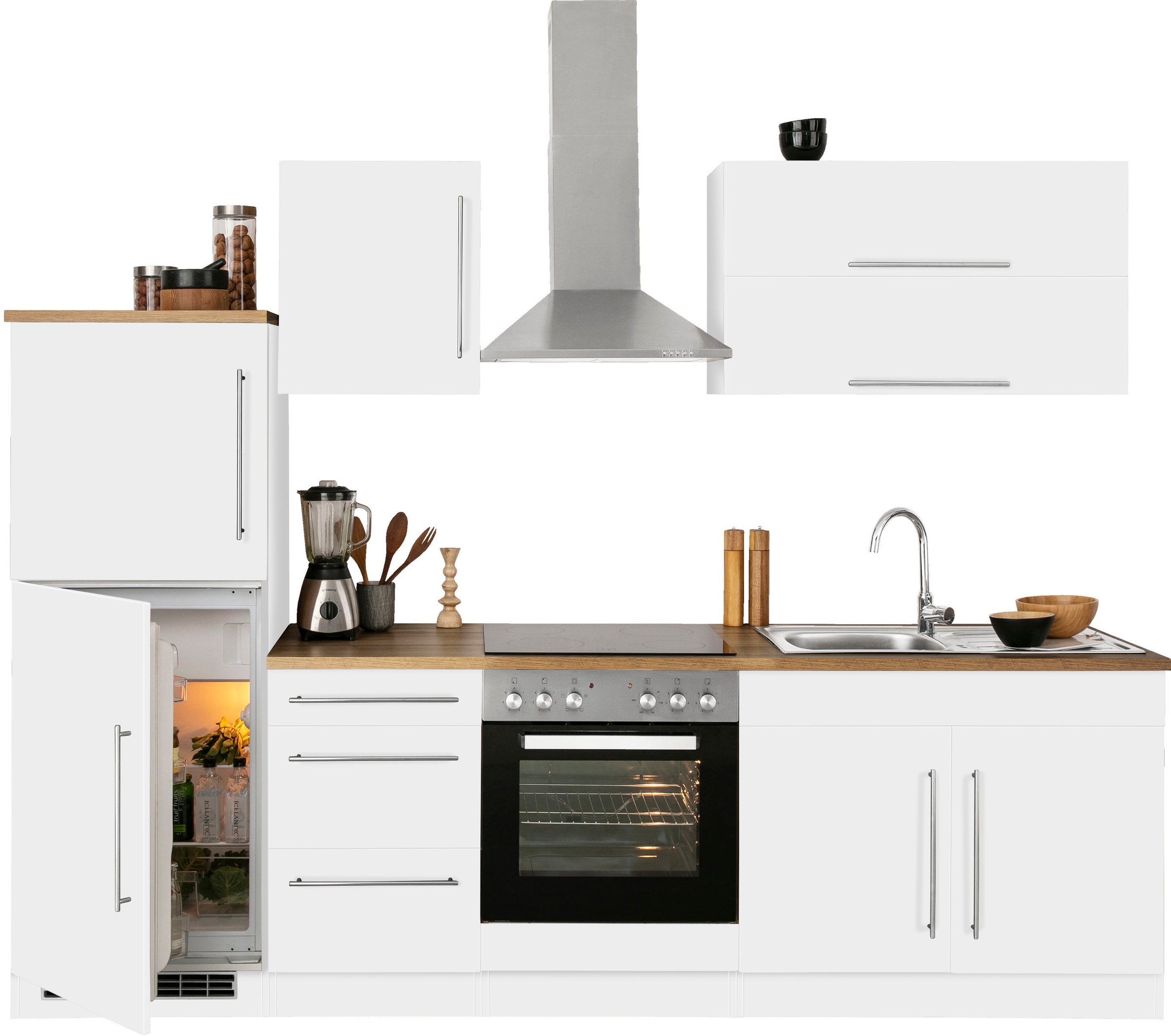 KOCHSTATION Kitchenette »KS-Samos« largeur 270 cm, avec appareils électroménagers en option, avec plan de travail