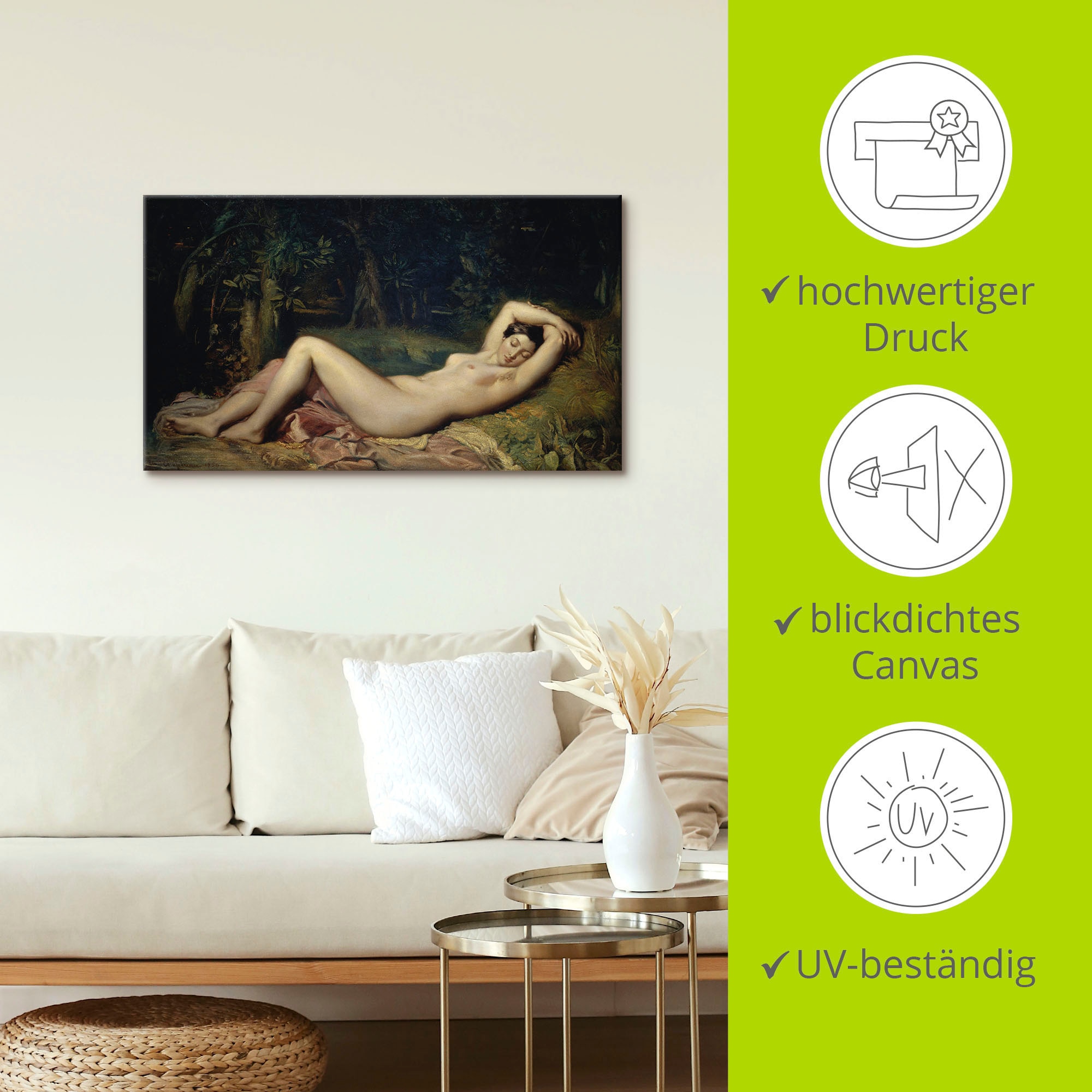 Artland »Schlafende Nymphe.« Frau 1 Stk. tlg. auf Holzrahmen gespannt