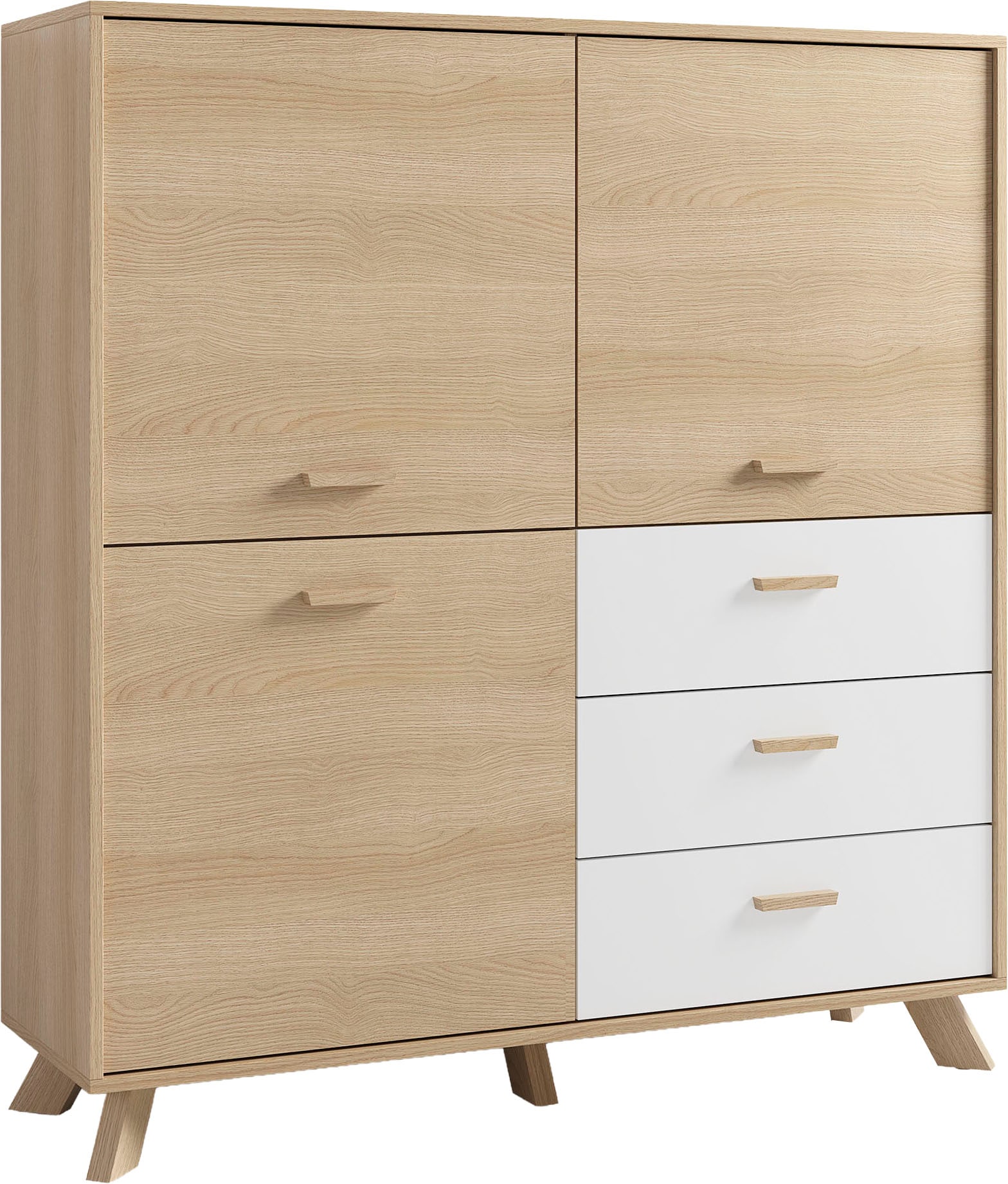 byLIVING Buffet haut »Bastian« 1 cuis tlg. mit massiven Holzfüssen und Griffen, natürlicher Eichenlook, 120cm