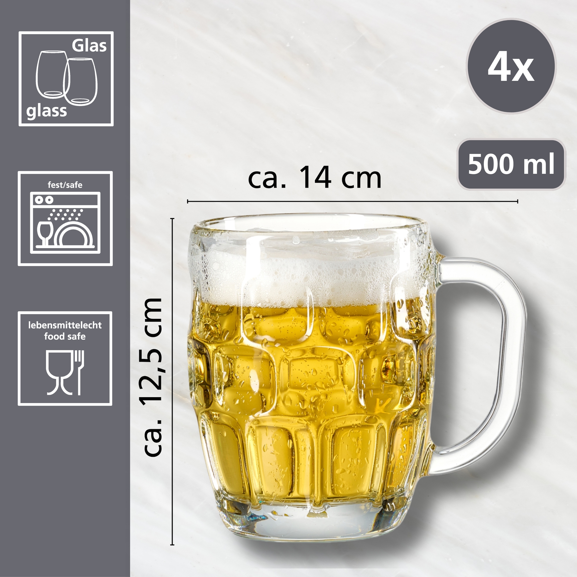 Ritzenhoff & Breker Bierkrug »Luis« 4er Set, je 500 ml