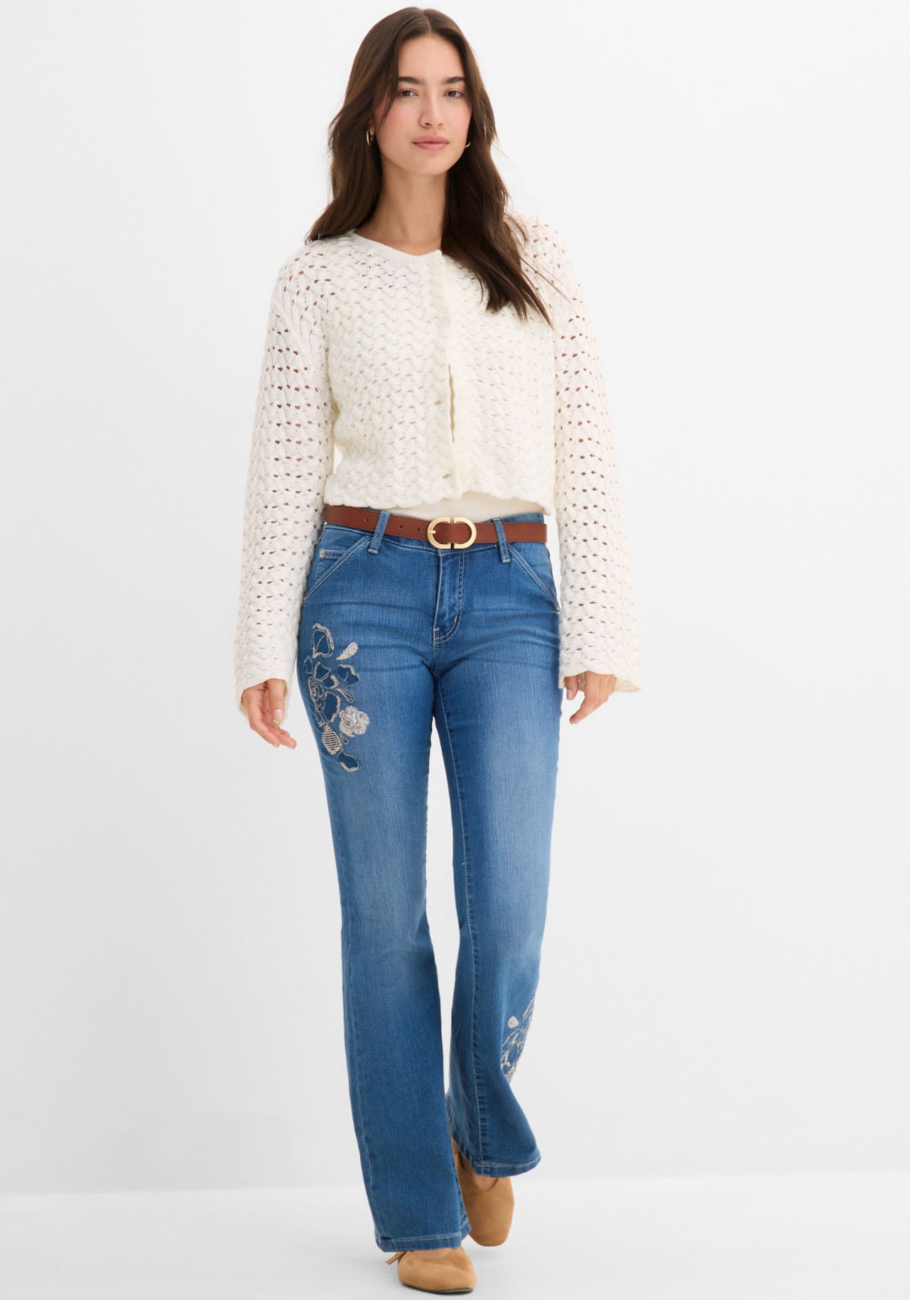 bonprix Jeans à pattes d'eph Regular Fit, aus Baumwolle, Polyester und Elasthan