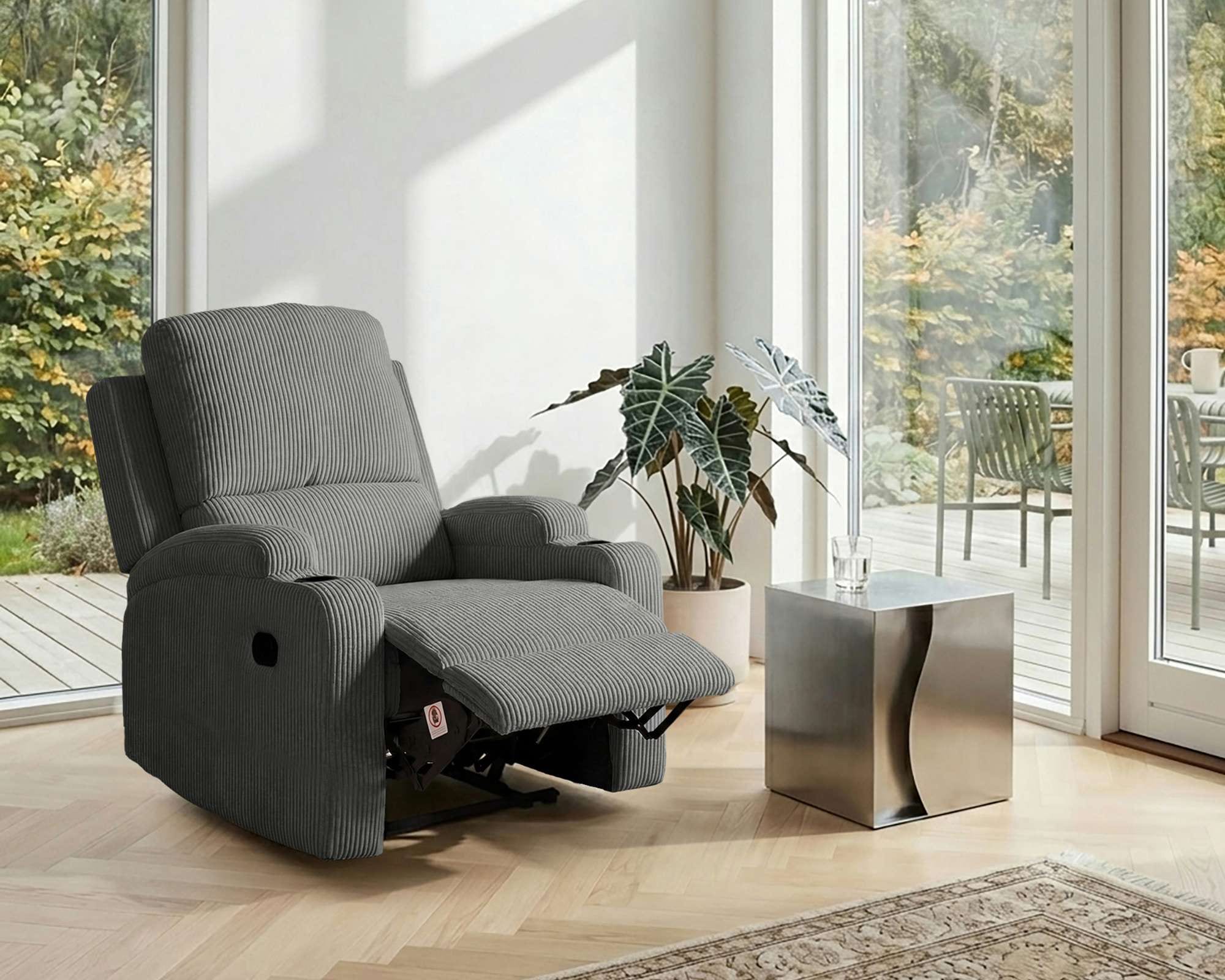 GOODproduct Relaxsessel »NAPORI Cord, Kinosessel, Multimedia-Sessel« TV-Sessel mit manueller u elektrischer Relaxfunktion u. Getränkehalter