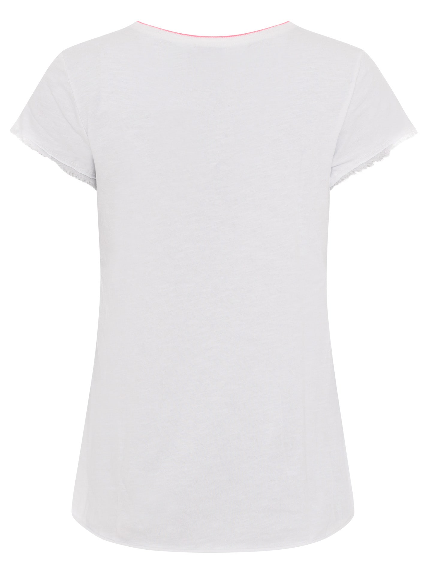 Zwillingsherz T-shirt à manches courtes »"Positive Mind Neonkante"« ausgefranste Kanten, V-Ausschnitt mit Neonkante, kurzarm, Stempeldruck