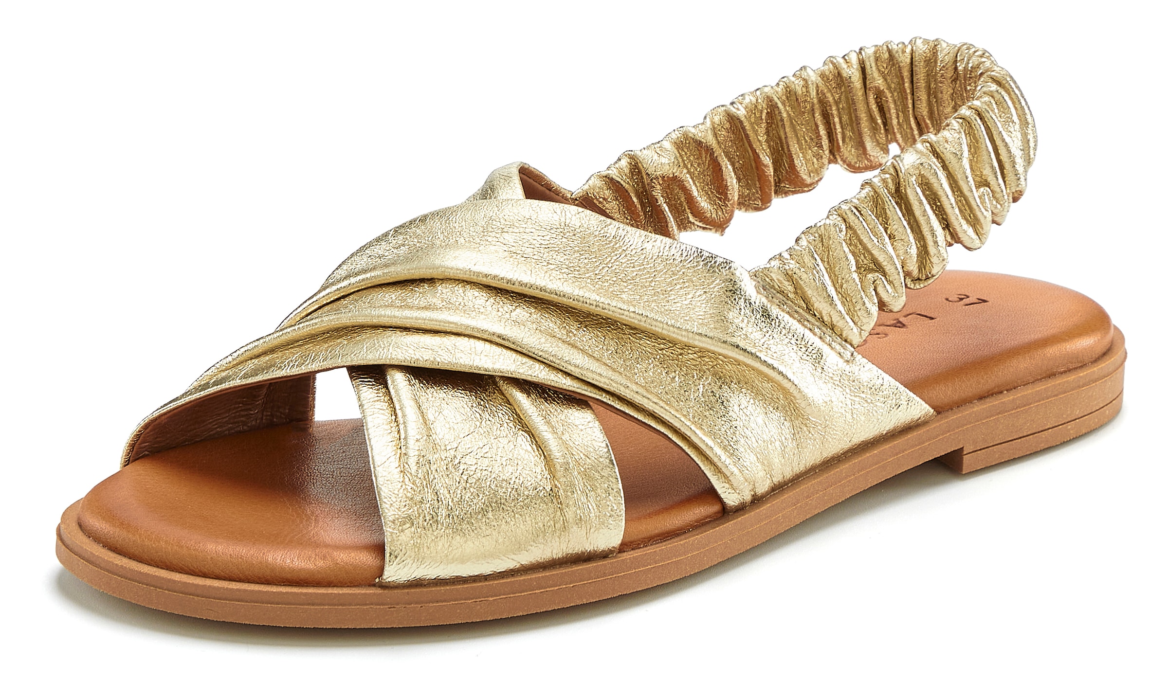 LASCANA Sandale »Sandalette, Sommerschuh, offener Schuh, Pantolette«  en cuir avec brides élastiques