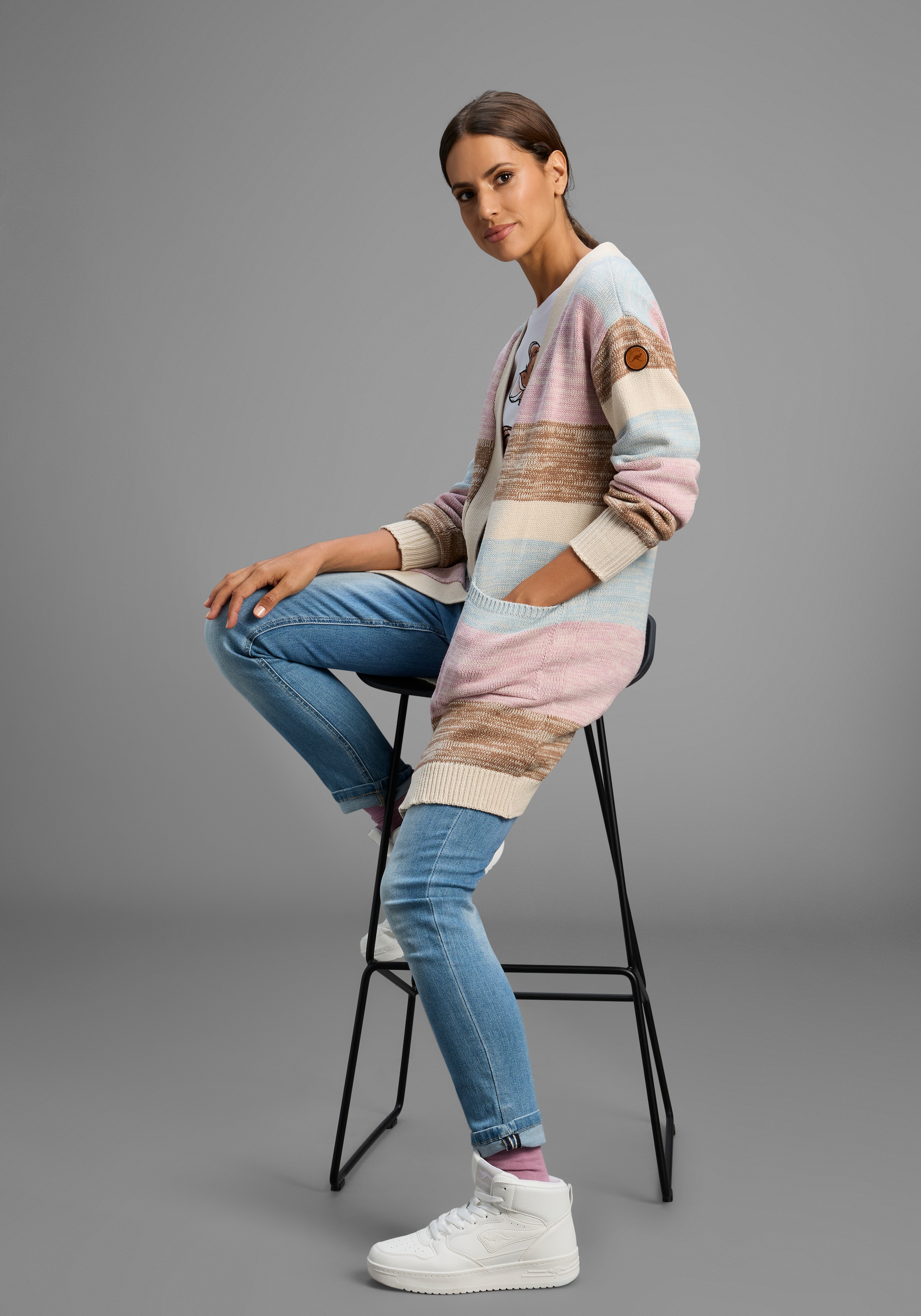 KangaROOS Veste en tricot in offener Long-Form