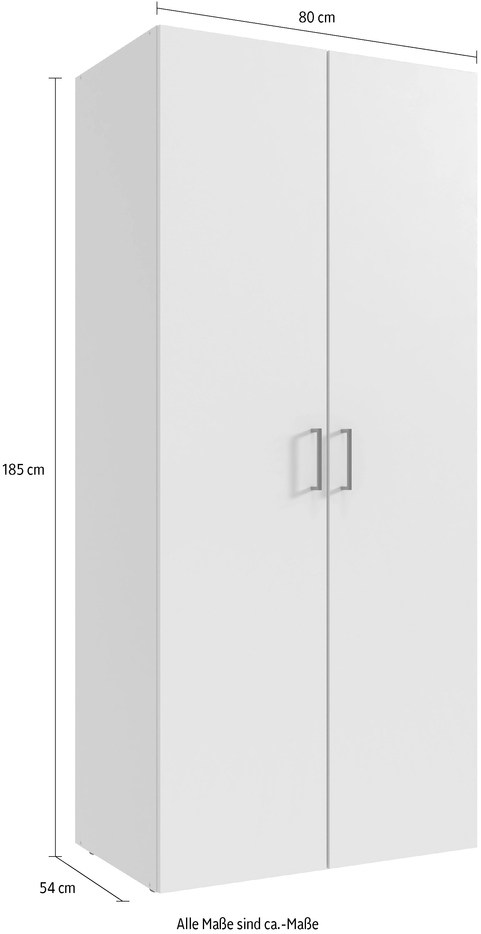 Wimex Kleiderschrank »Mugano,in 8 Breiten,3 Höhen,2 Tiefen, viele Farben, Made in Germany« in Basic oder Premium Ausstattung,  mit langen oder kurzen Griffen aus Metall, mit oder ohne Spiegel