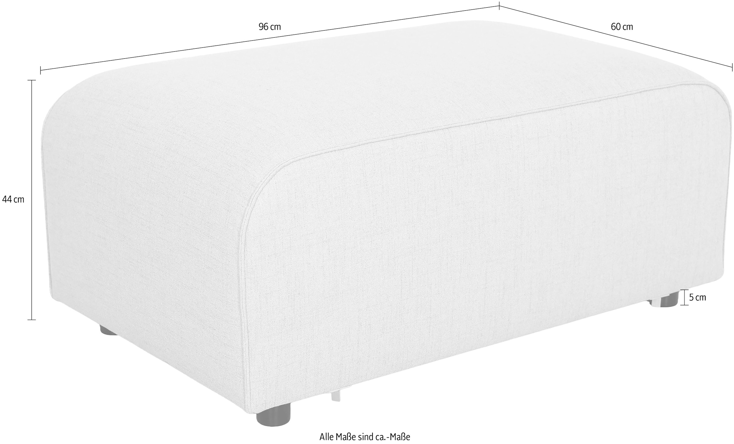 GOODproduct Tabouret rembourré »Naddine« 60x96 cm, tissu structuré effet mélange, avec suspension ondulée