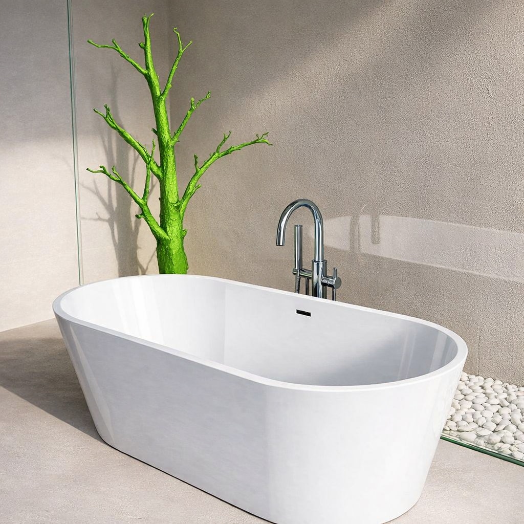 welltime Baignoire »Tavira« Höhe 60 cm Avec bouchon de vidange | Débordement | Pieds réglables Autoportant, (170x74x60 (LxPxH), acrylique sanitaire, avec valve pop-up